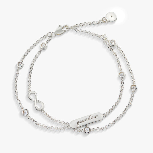 Grandma' Infinity Chain Bracelet, Adjustable Silver