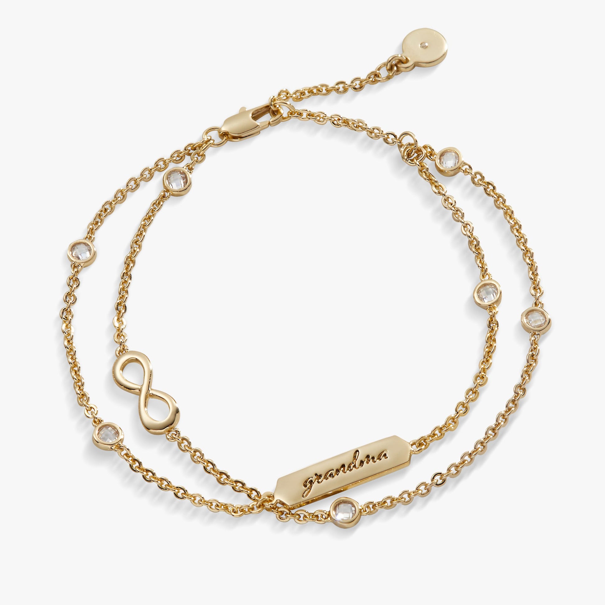 Grandma' Infinity Chain Bracelet, Adjustable Silver