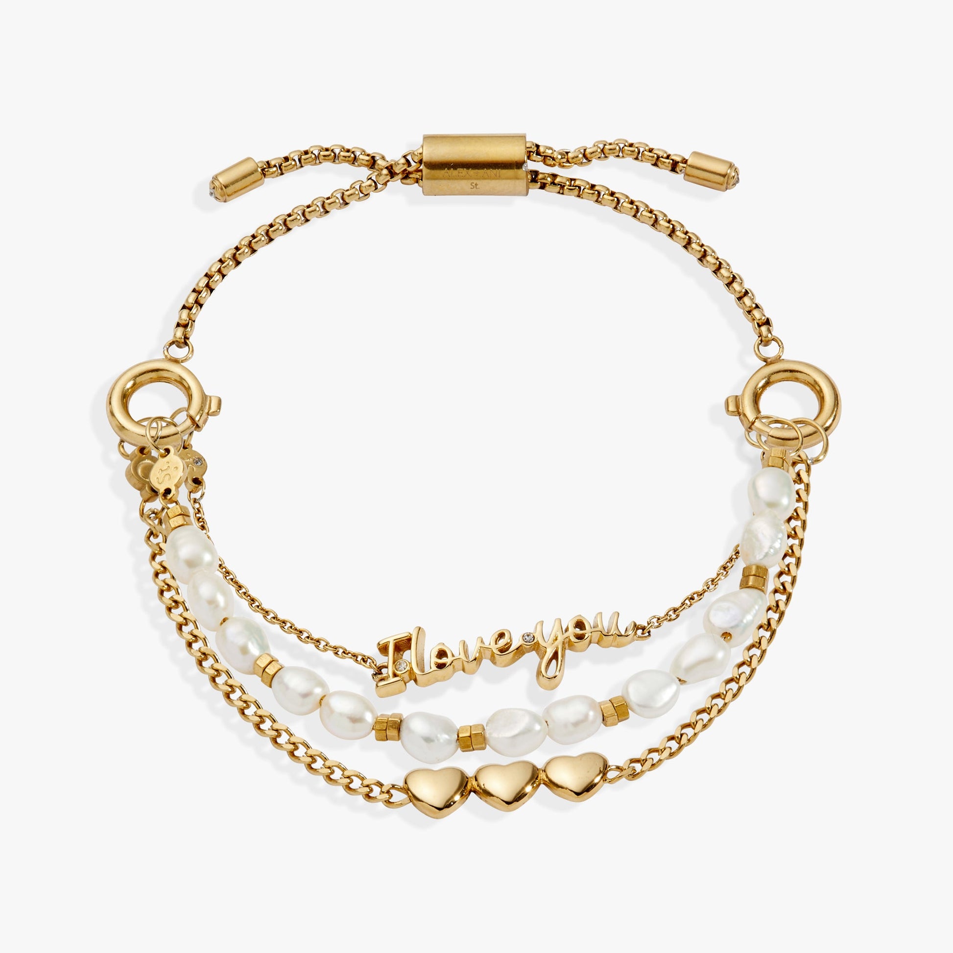 “Home is where the heart is” I Love You Stranded Bracelet Stainless Steel Gold