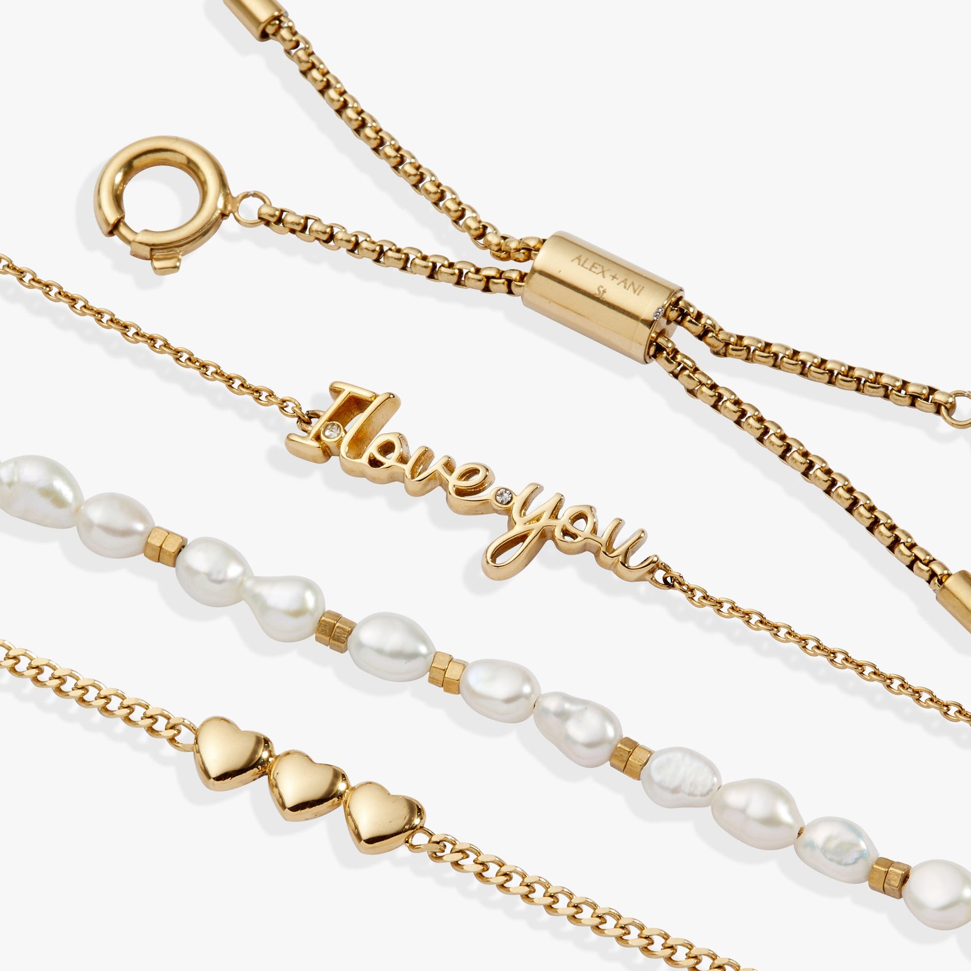 “Home is where the heart is” I Love You Stranded Bracelet Stainless Steel Gold
