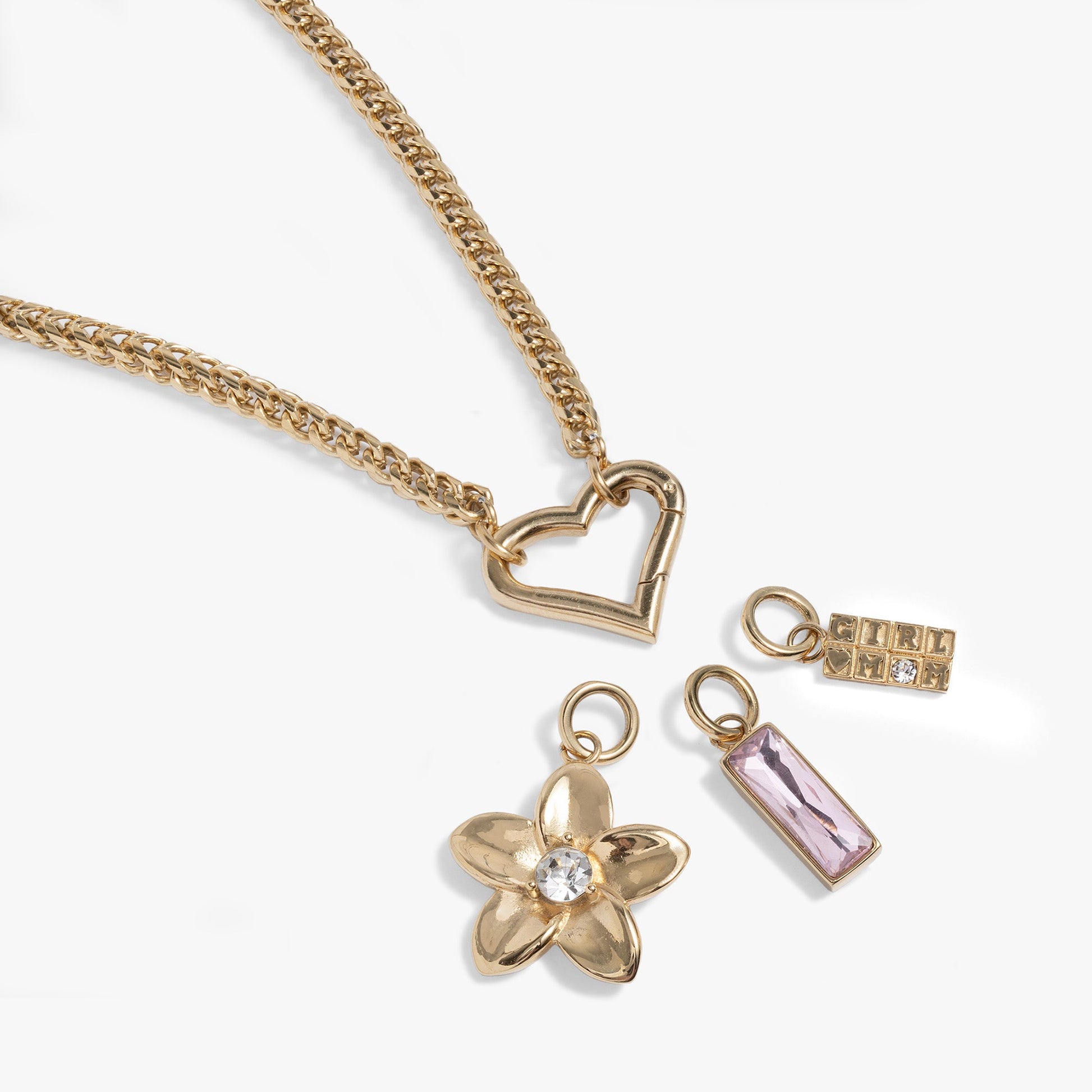 Interchangeable Girl Mom Necklace Stainless Steel Gold