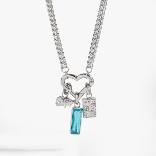 Interchangeable Boy Mom Necklace Stainless Steel Silver