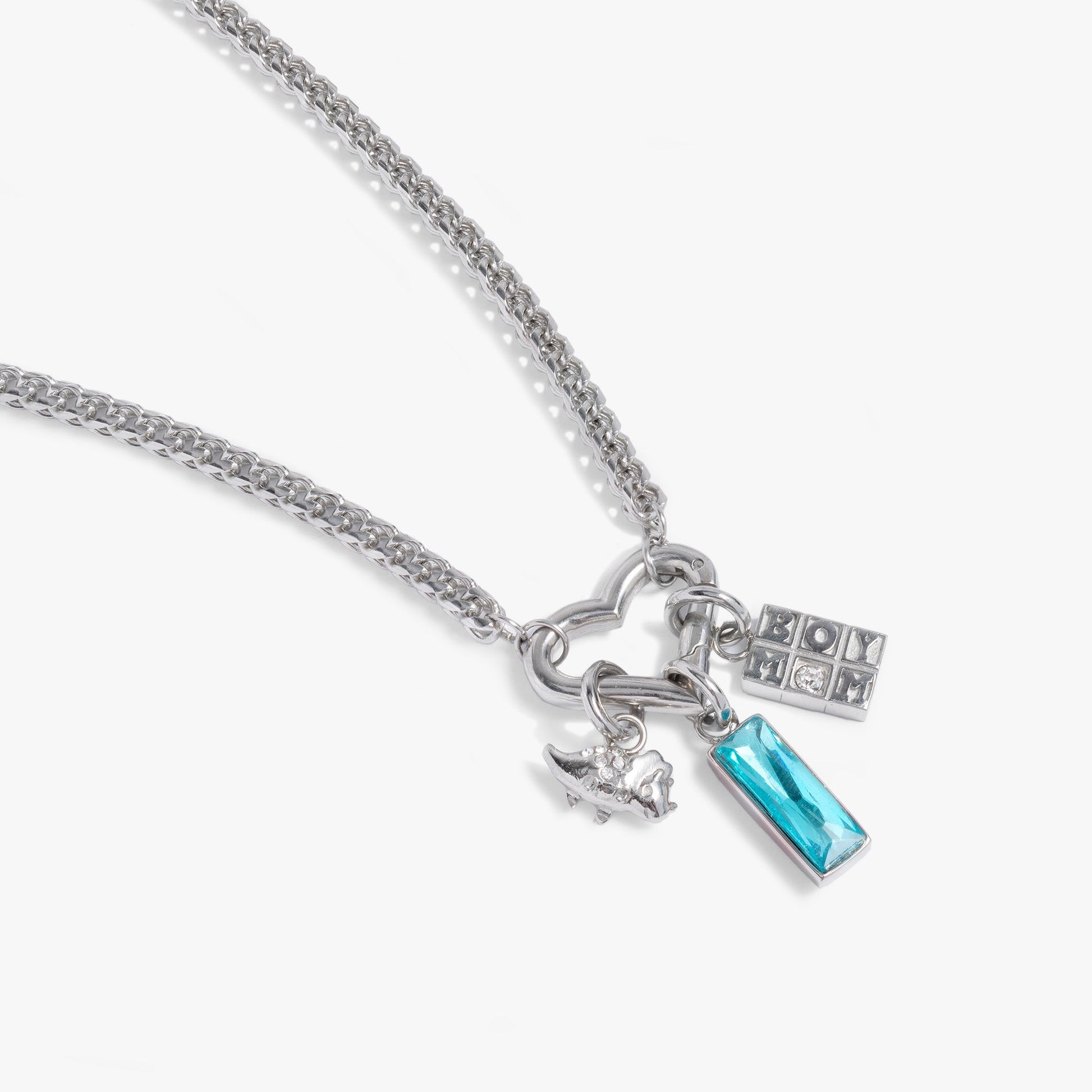 Interchangeable Boy Mom Necklace Stainless Steel Silver
