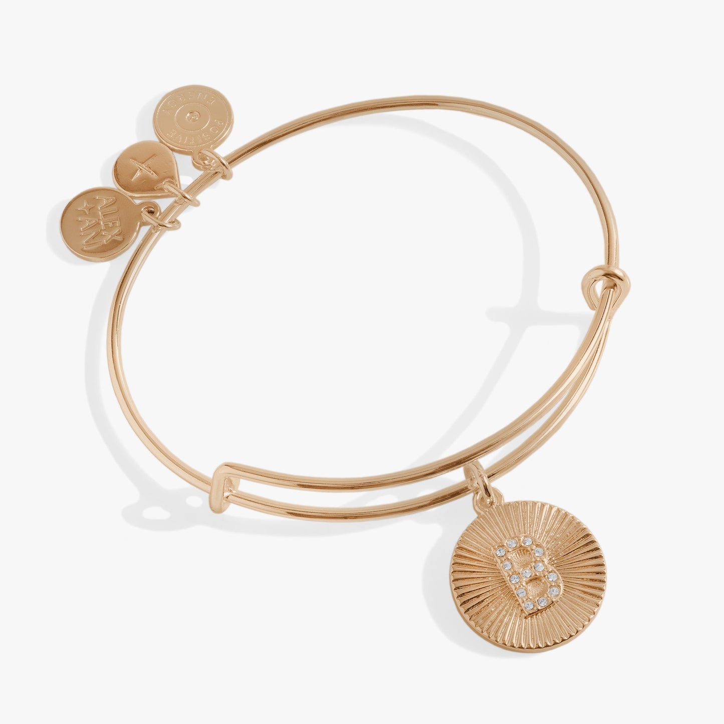 Pave Starburst Texture Initial Bangle B Gold