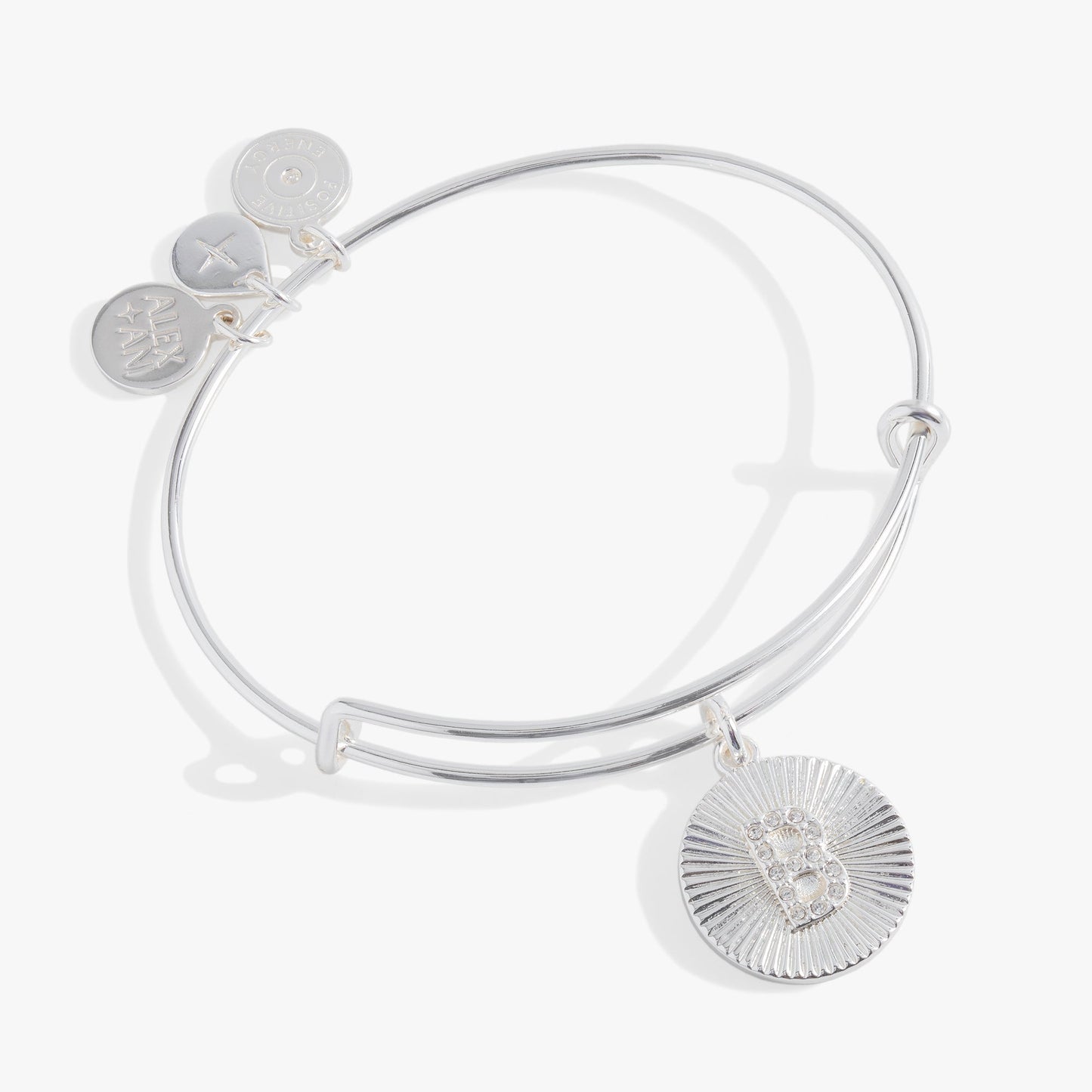 Pave Starburst Texture Initial Bangle B Gold