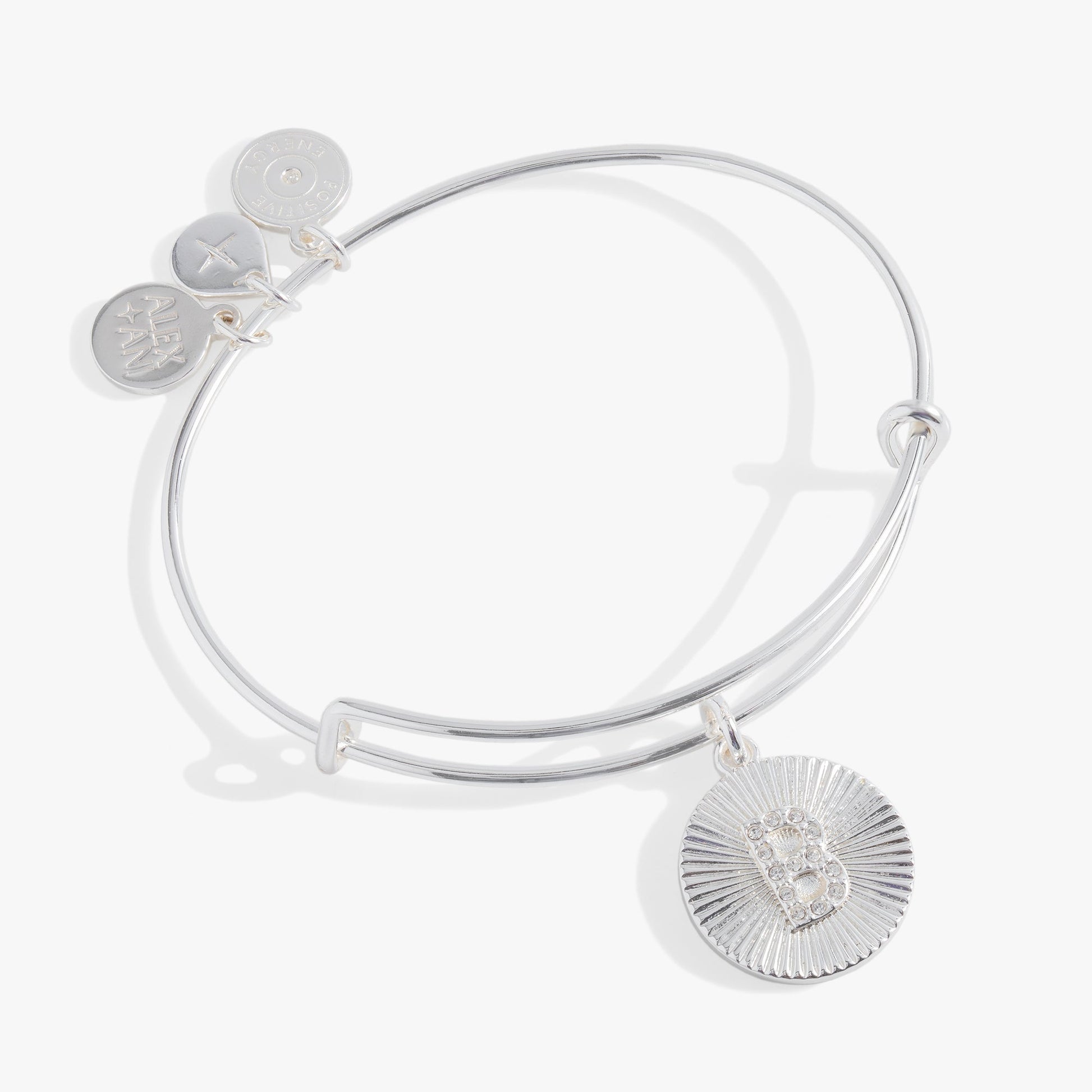 Pave Starburst Texture Initial Bangle B Gold