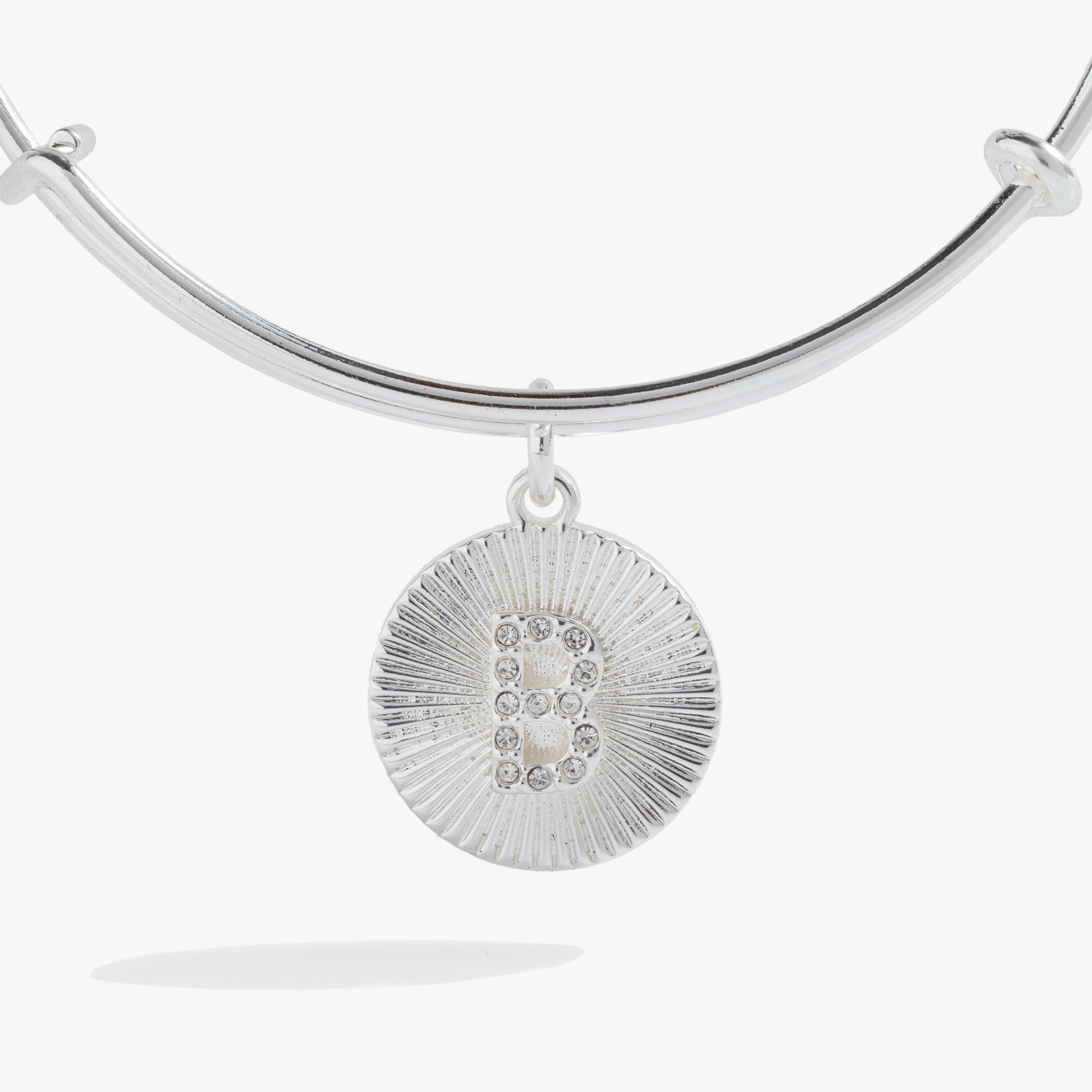 Pave Starburst Texture Initial Bangle B Gold