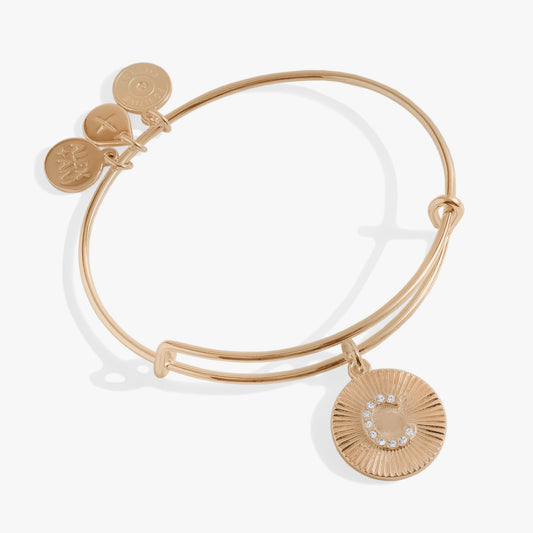 Pave Starburst Texture Initial Bangle C Gold
