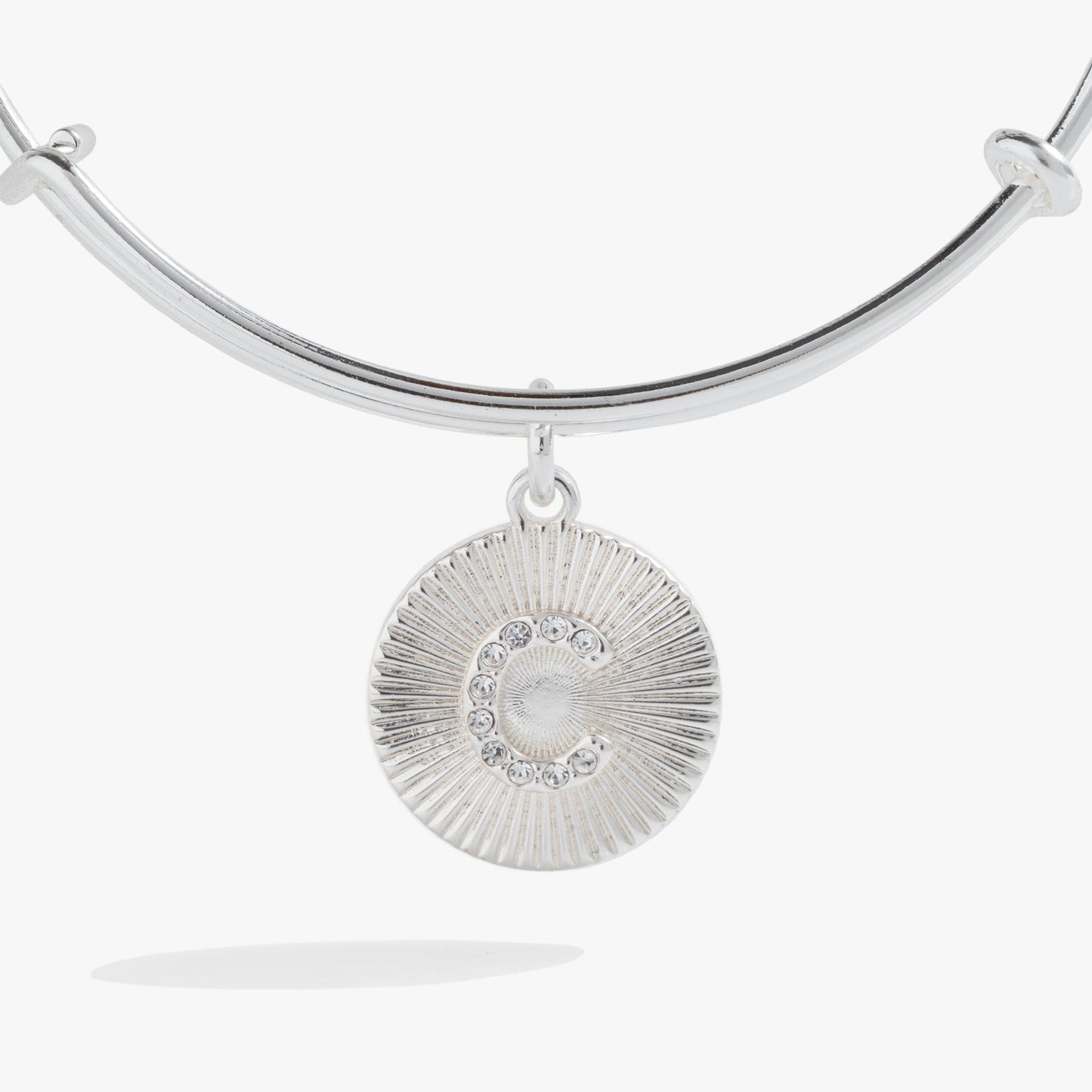 Pave Starburst Texture Initial Bangle C Gold