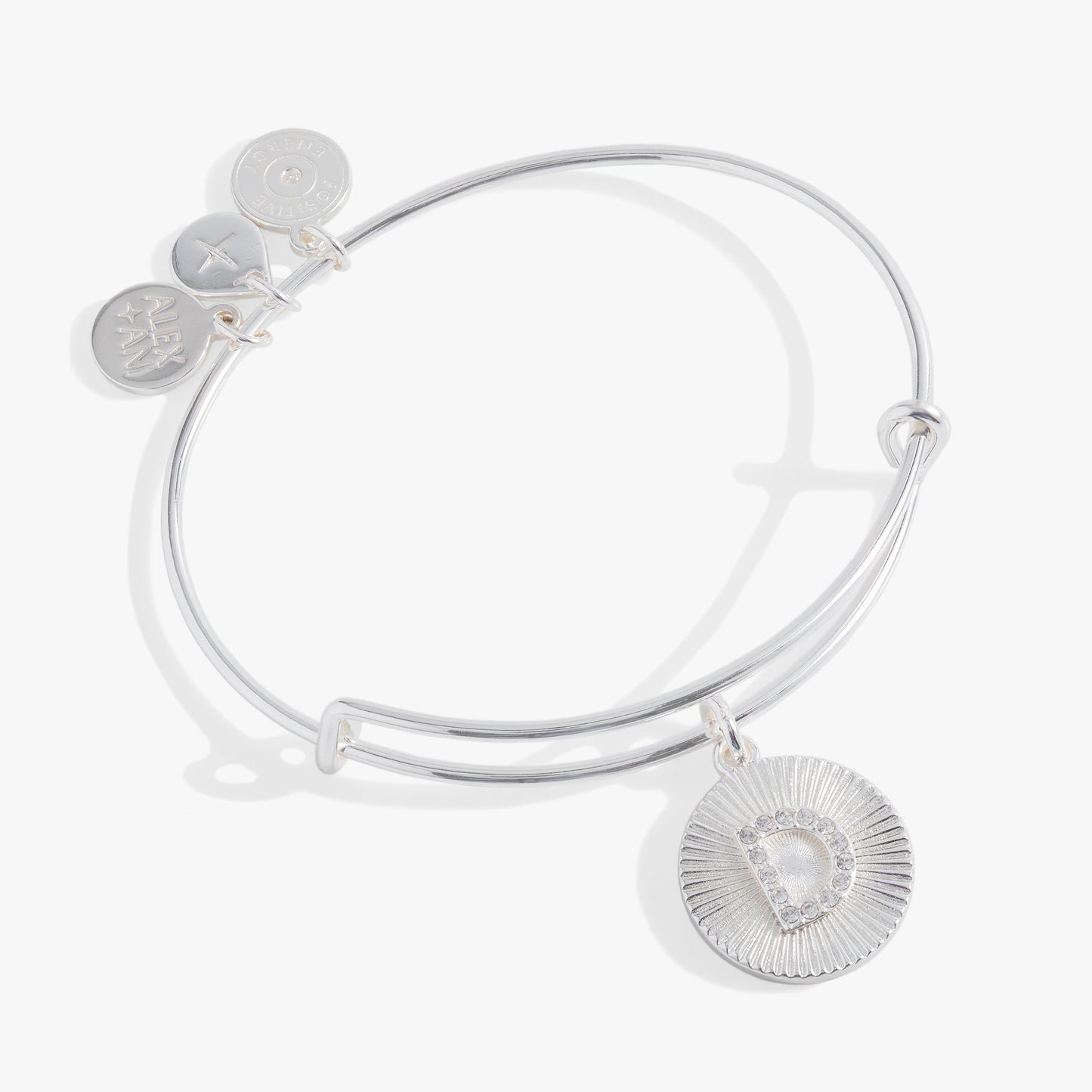 Pave Starburst Texture Initial Bangle D Gold