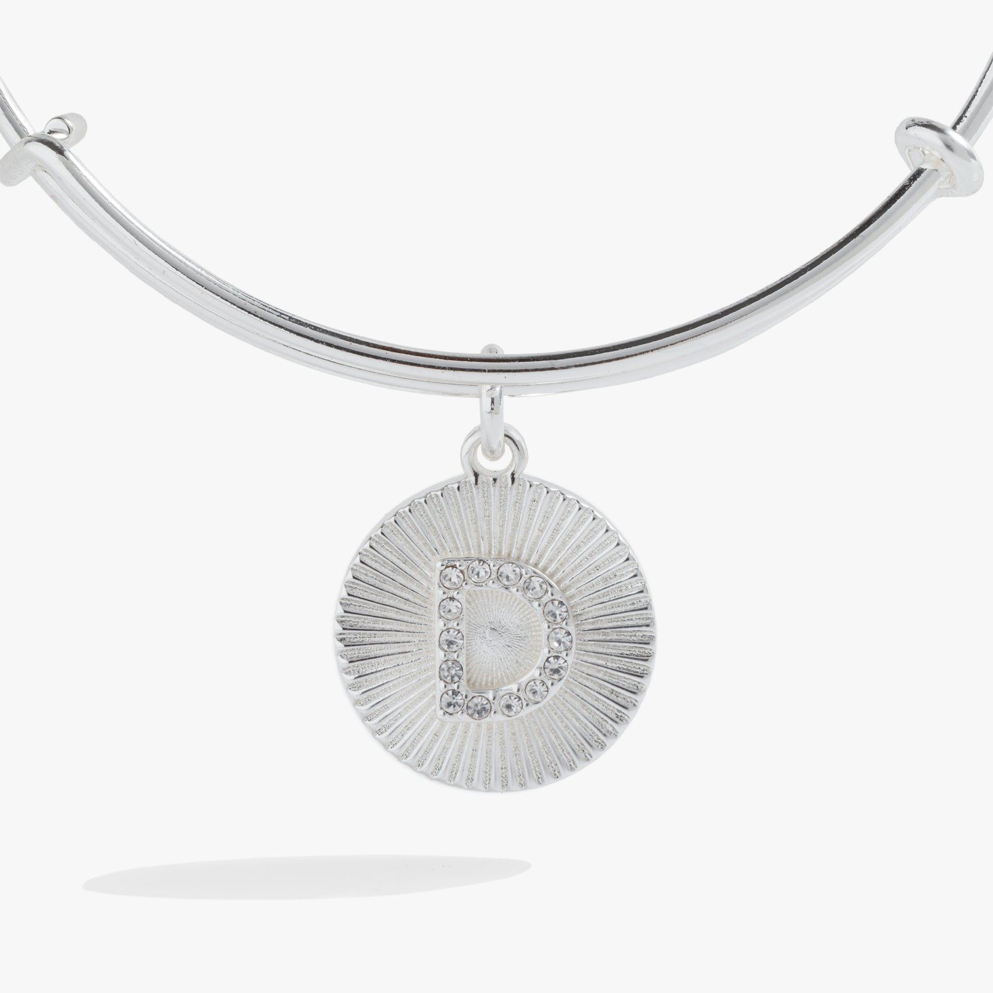 Pave Starburst Texture Initial Bangle D Gold