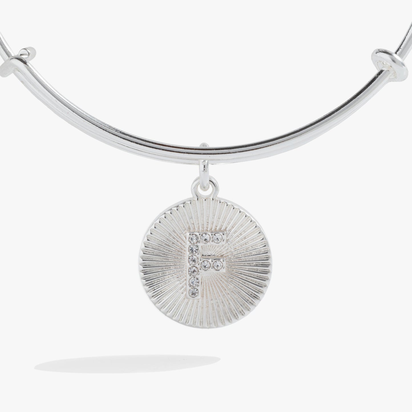Pave Starburst Texture Initial Bangle F Silver