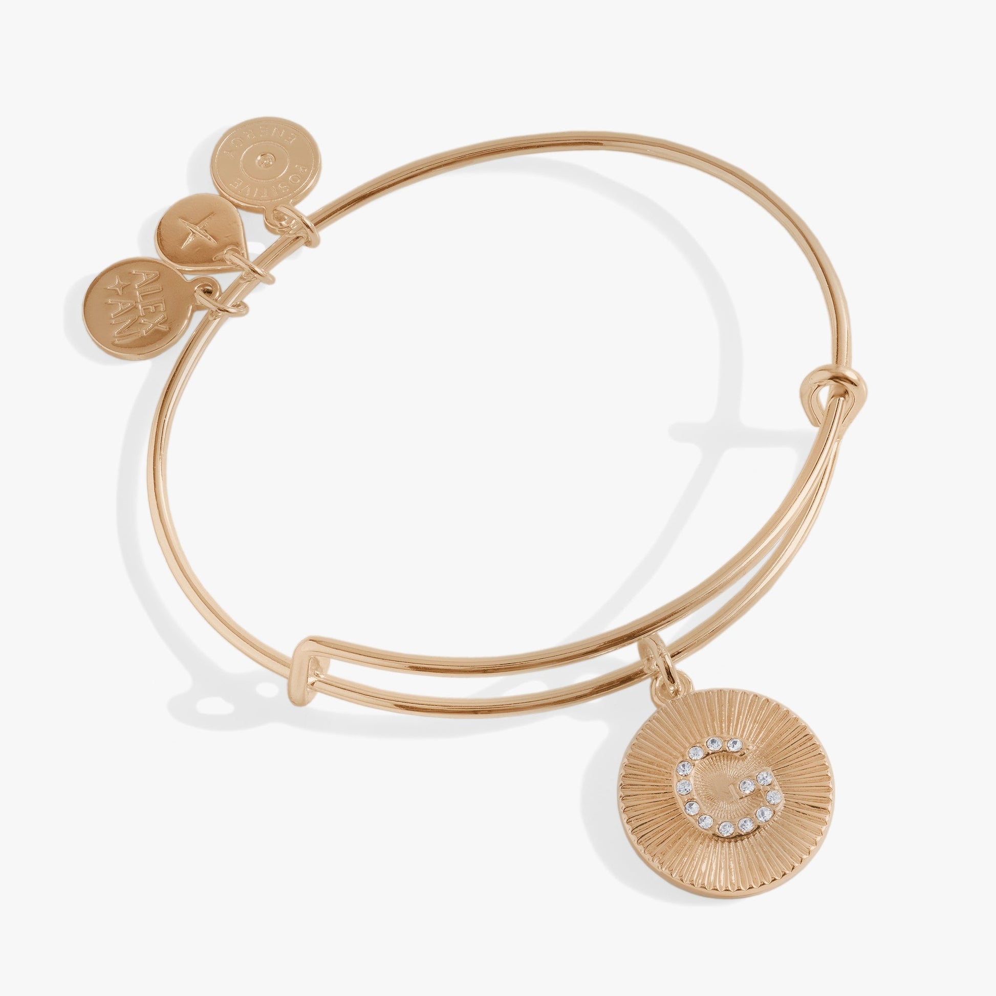 Pave Starburst Texture Initial Bangle G Gold