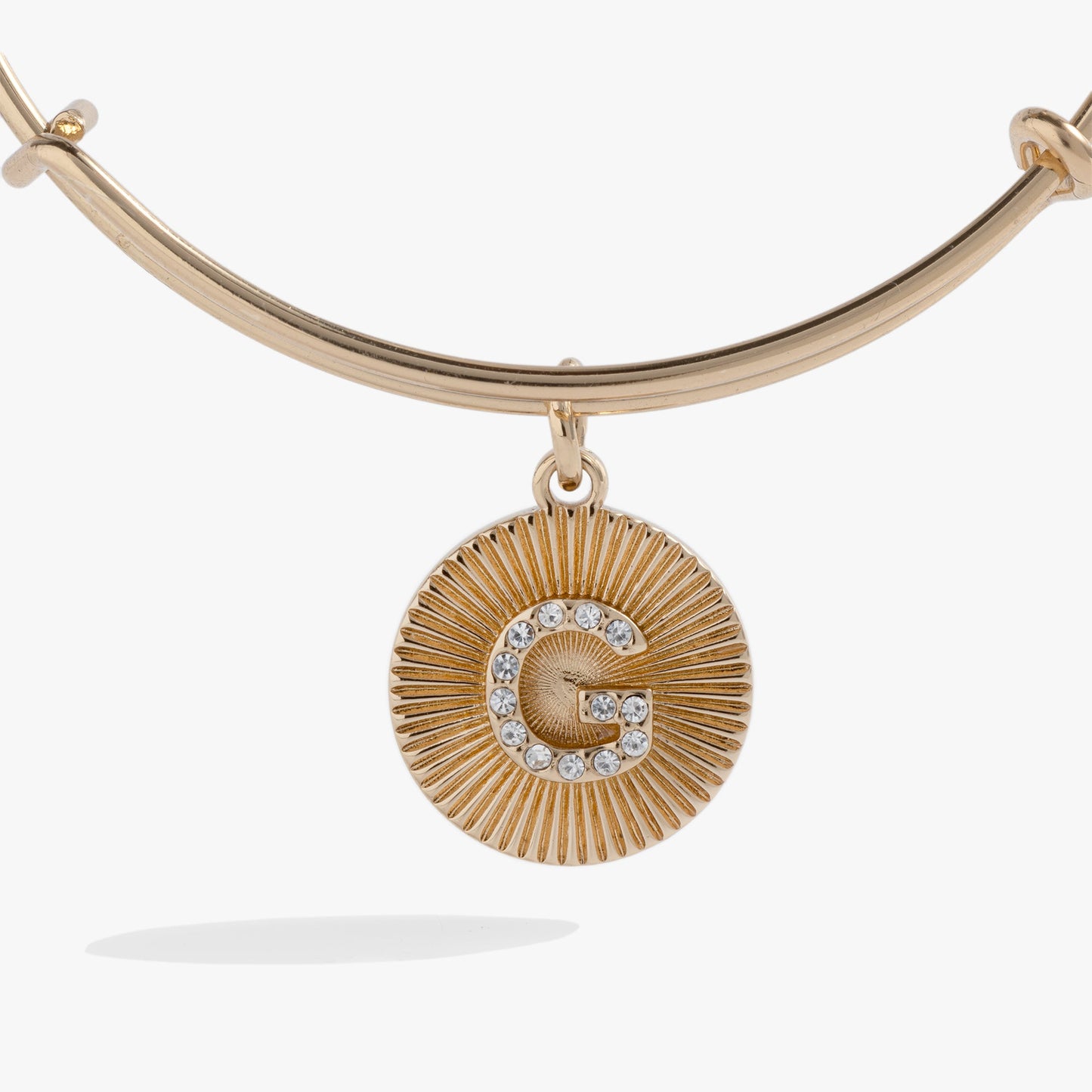 Pave Starburst Texture Initial Bangle G Gold