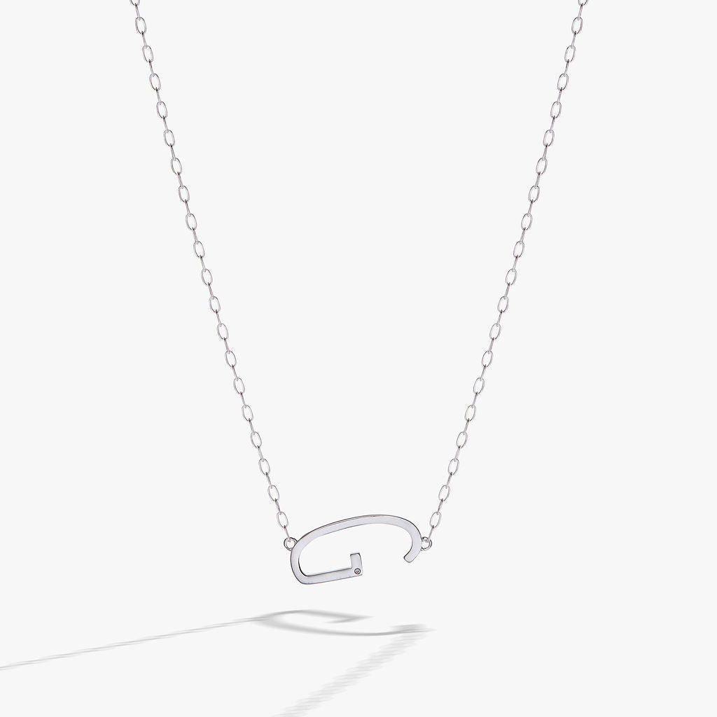 Precious Elongated Initial Necklace G Sterling Silver