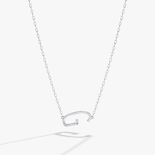 Precious Elongated Initial Necklace G Sterling Silver