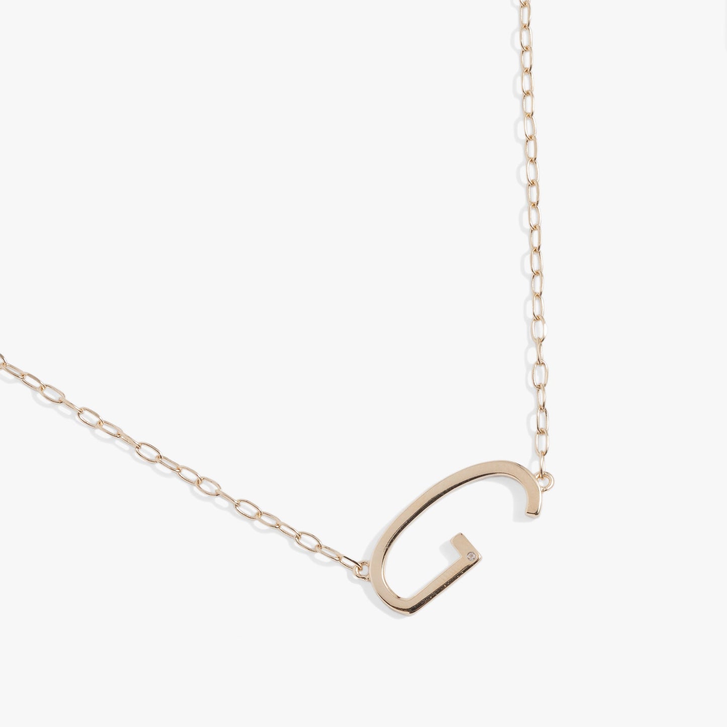 Precious Elongated Initial Necklace G Sterling Silver