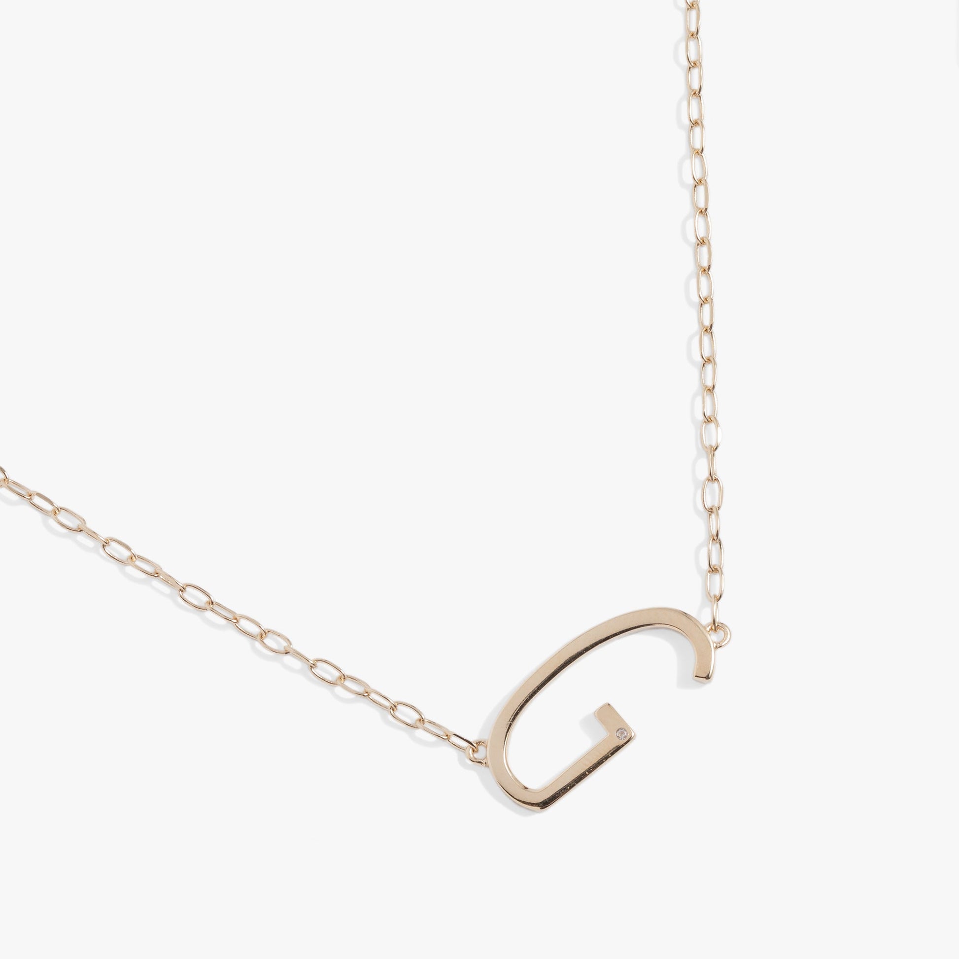 Precious Elongated Initial Necklace G Sterling Silver