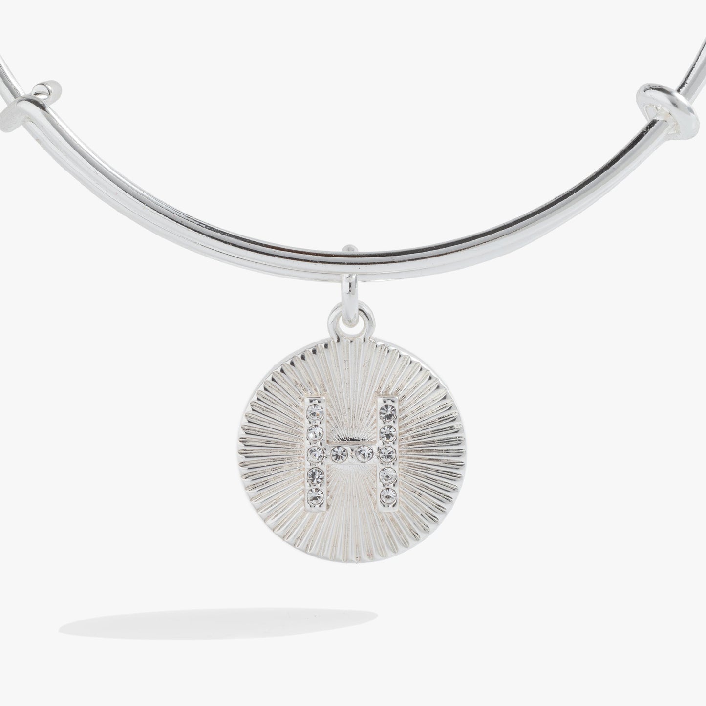 Pave Starburst Texture Initial Bangle H Gold