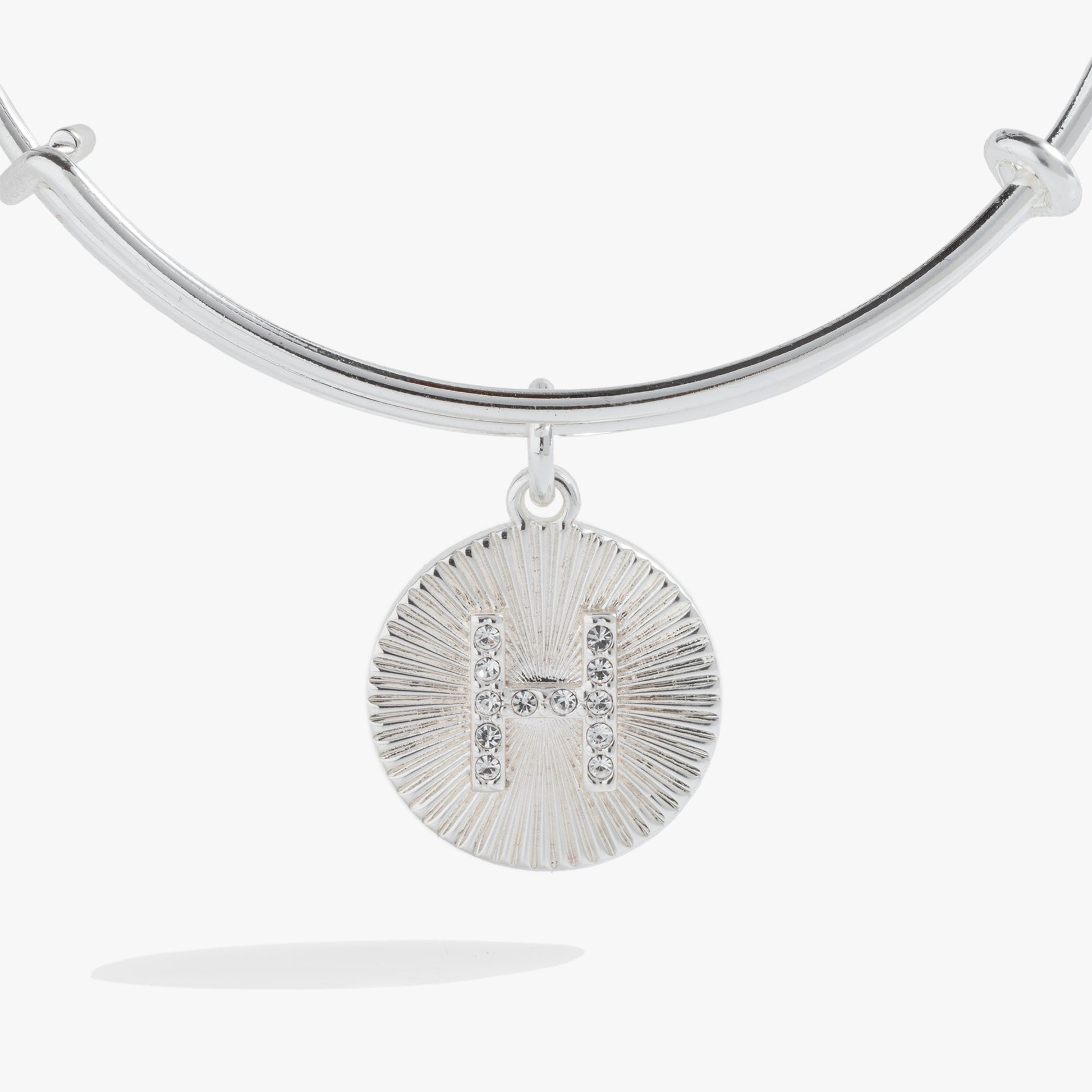 Pave Starburst Texture Initial Bangle H Gold