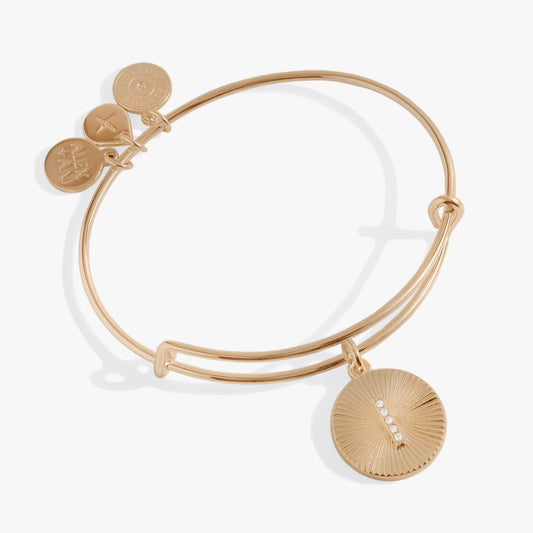 Pave Starburst Texture Initial Bangle I Gold