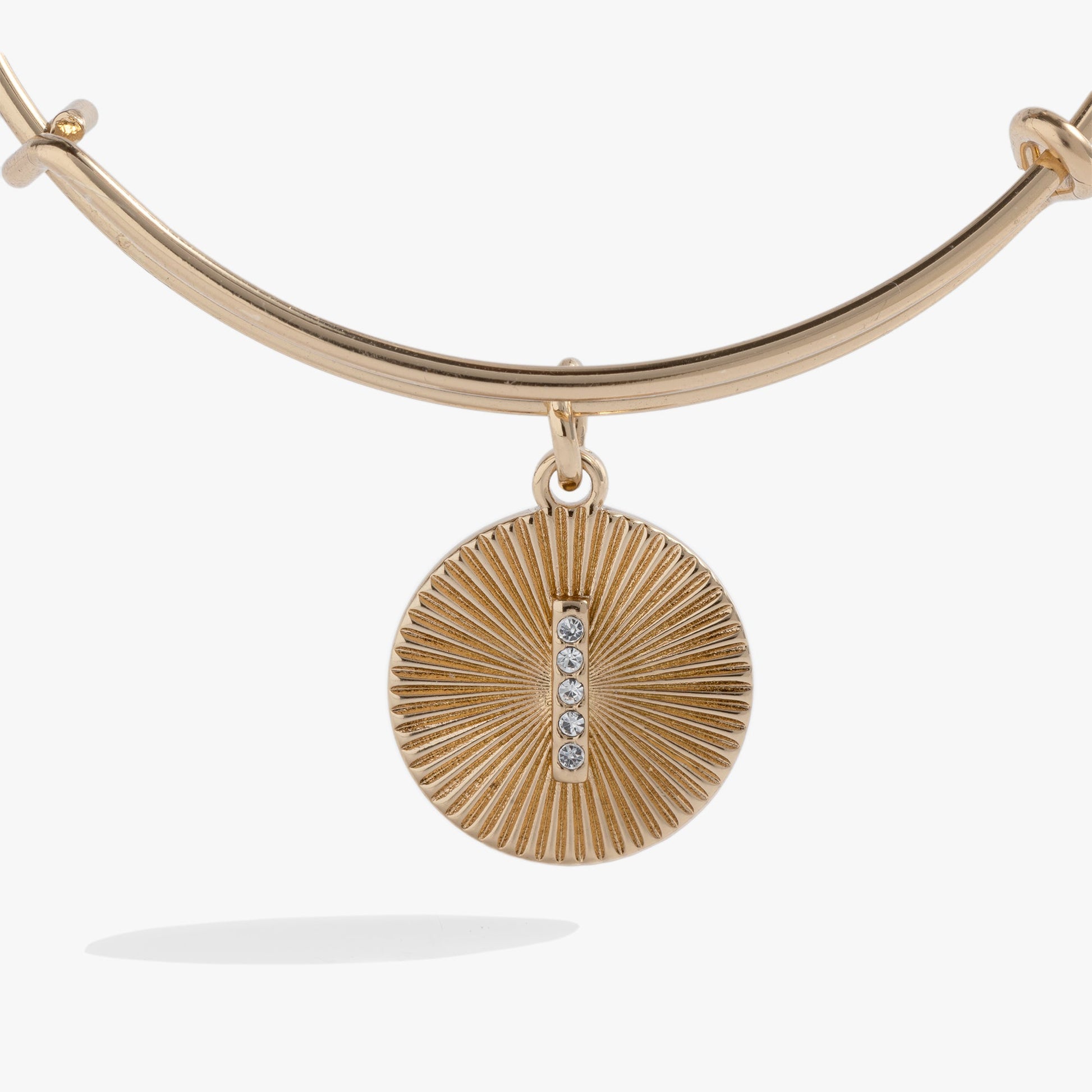 Pave Starburst Texture Initial Bangle I Gold