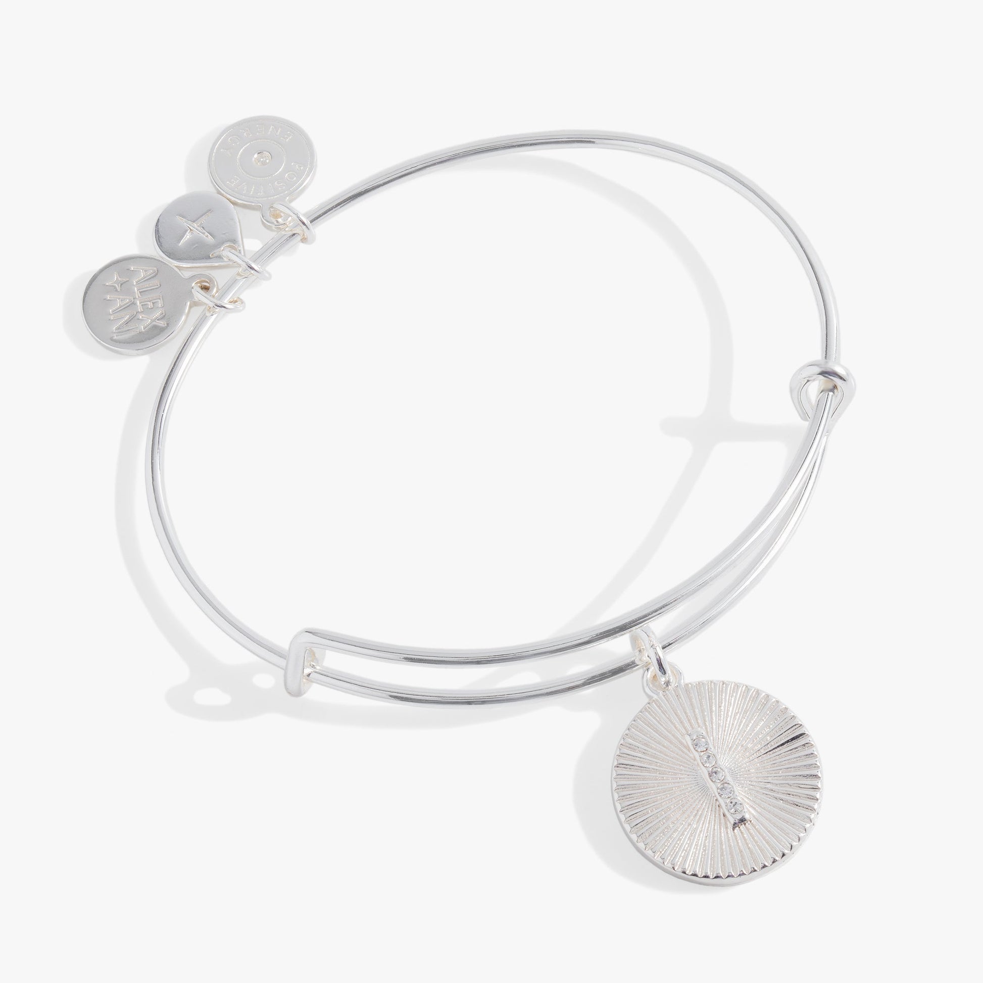 Pave Starburst Texture Initial Bangle I Gold