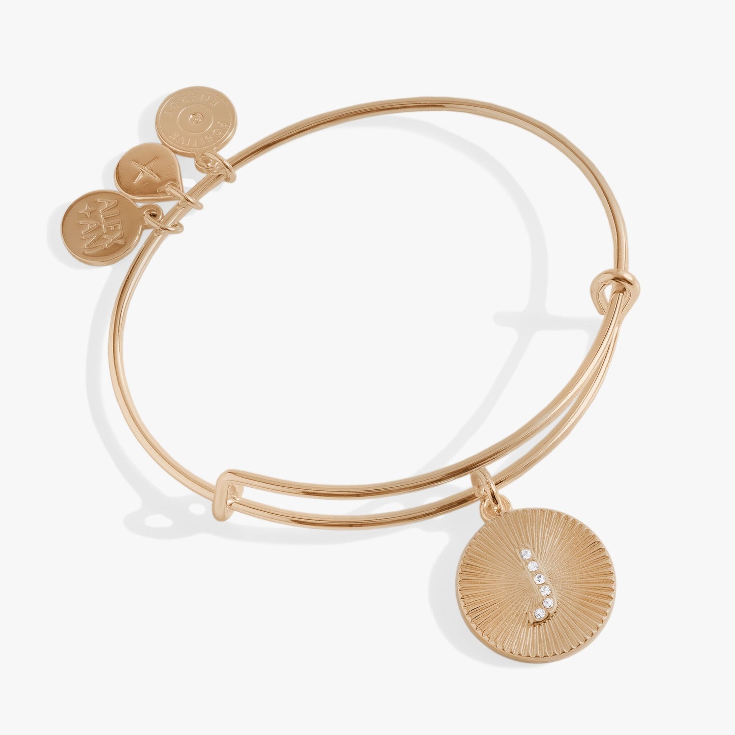 Pave Starburst Texture Initial Bangle J Gold