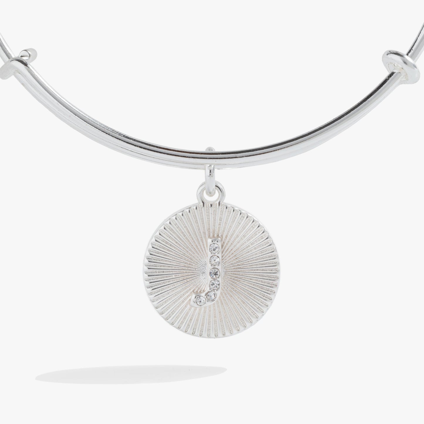 Pave Starburst Texture Initial Bangle J Gold
