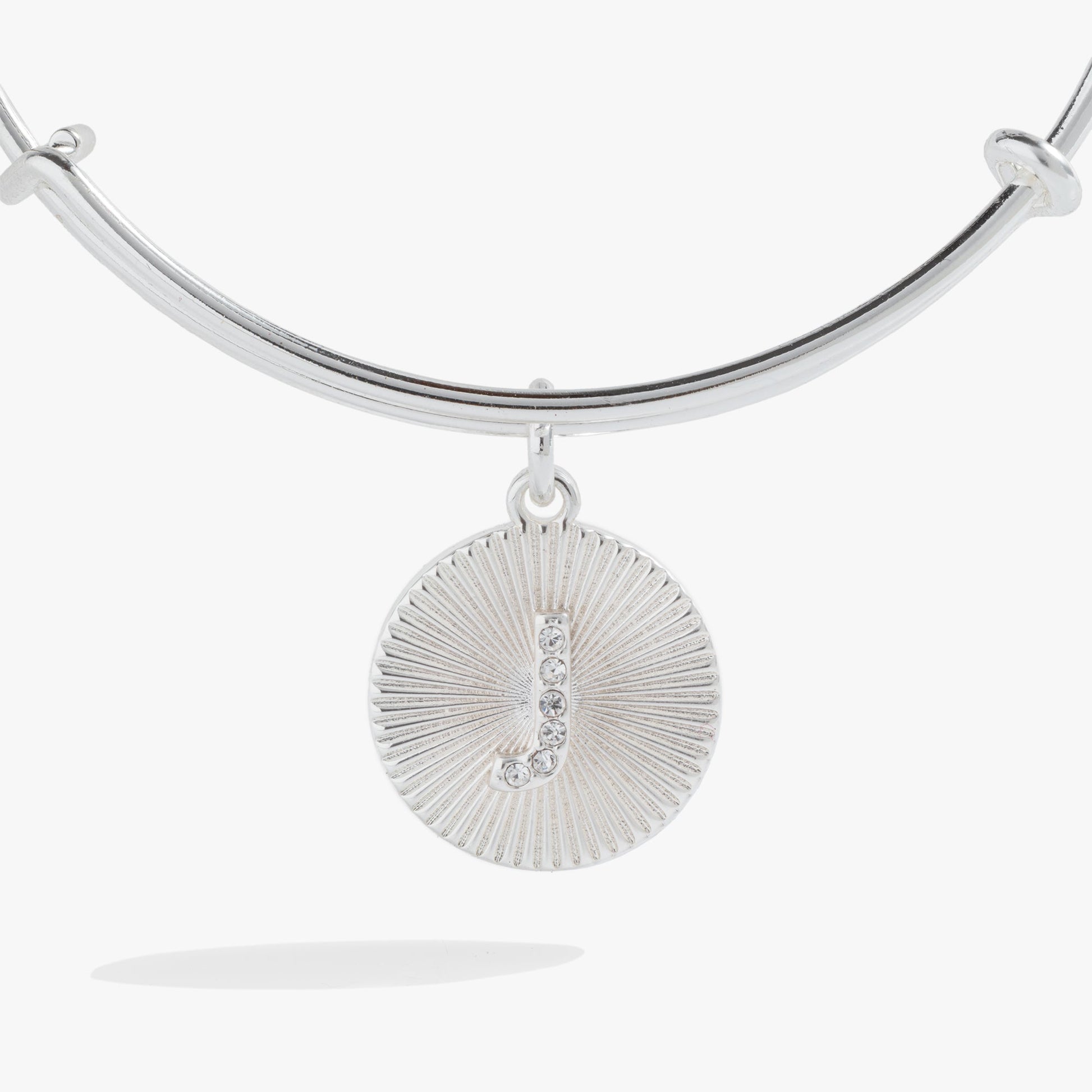 Pave Starburst Texture Initial Bangle J Gold