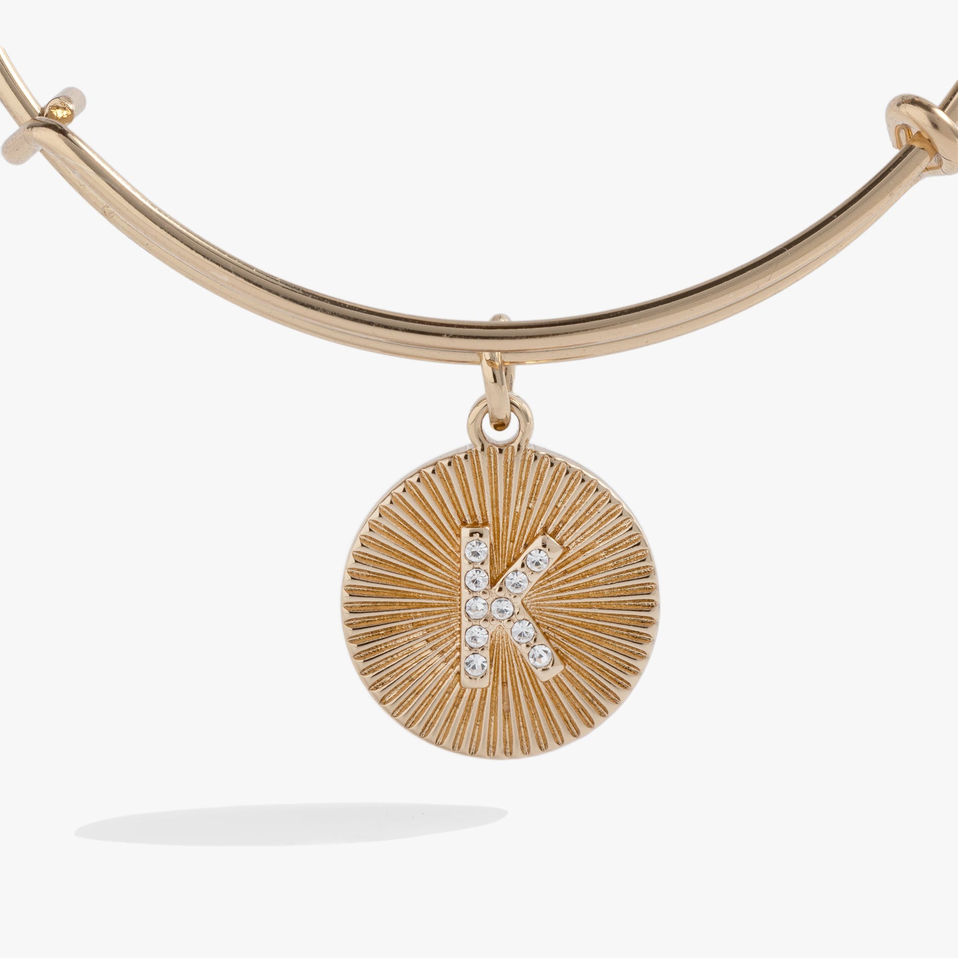 Pave Starburst Texture Initial Bangle K Gold
