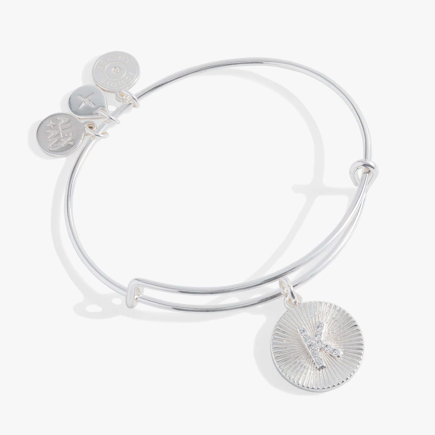 Pave Starburst Texture Initial Bangle K Gold
