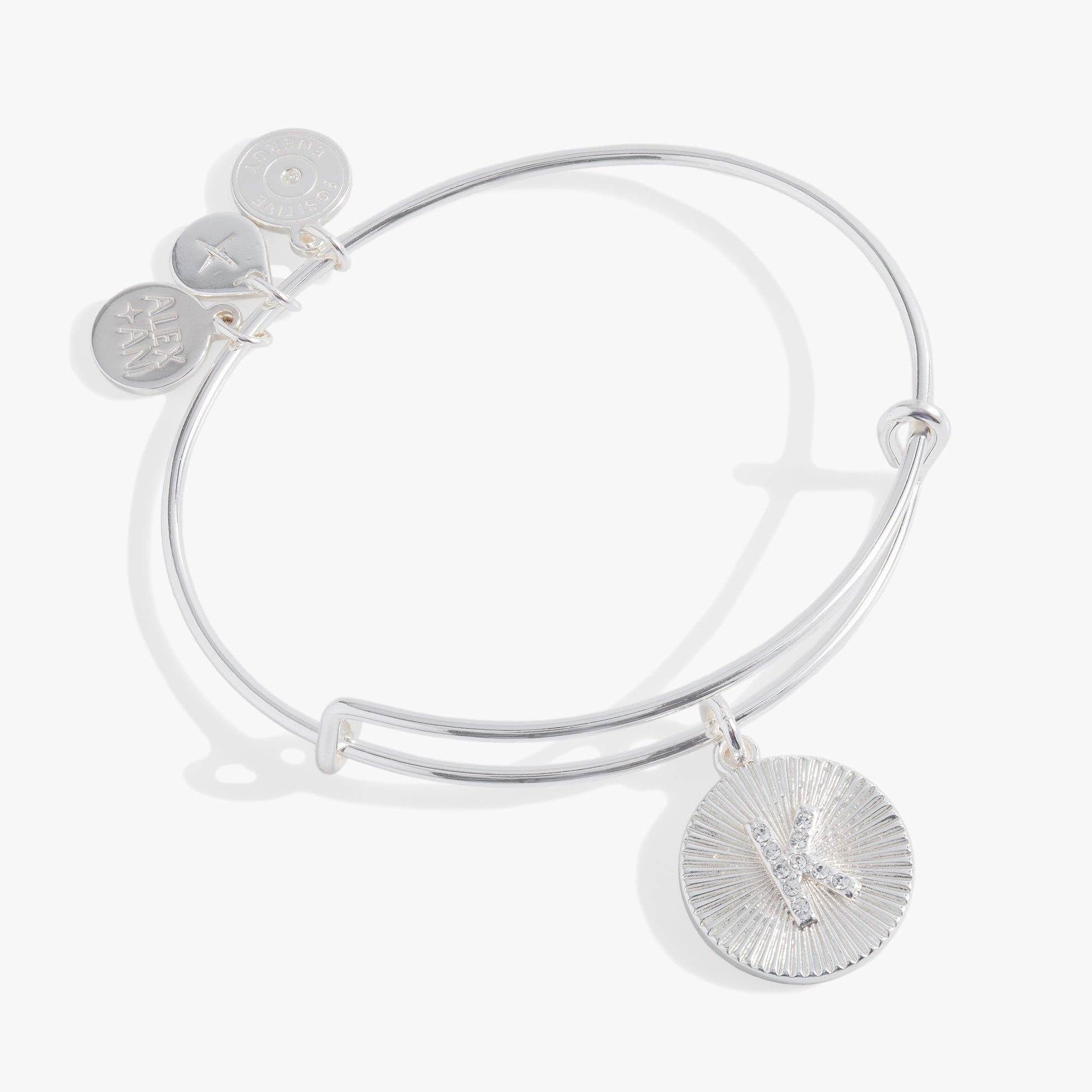 Pave Starburst Texture Initial Bangle K Gold