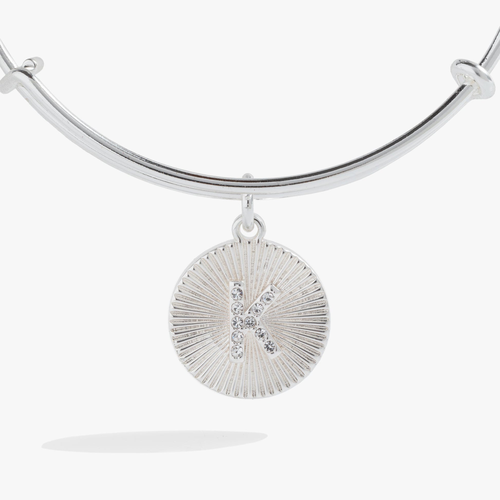 Pave Starburst Texture Initial Bangle K Gold