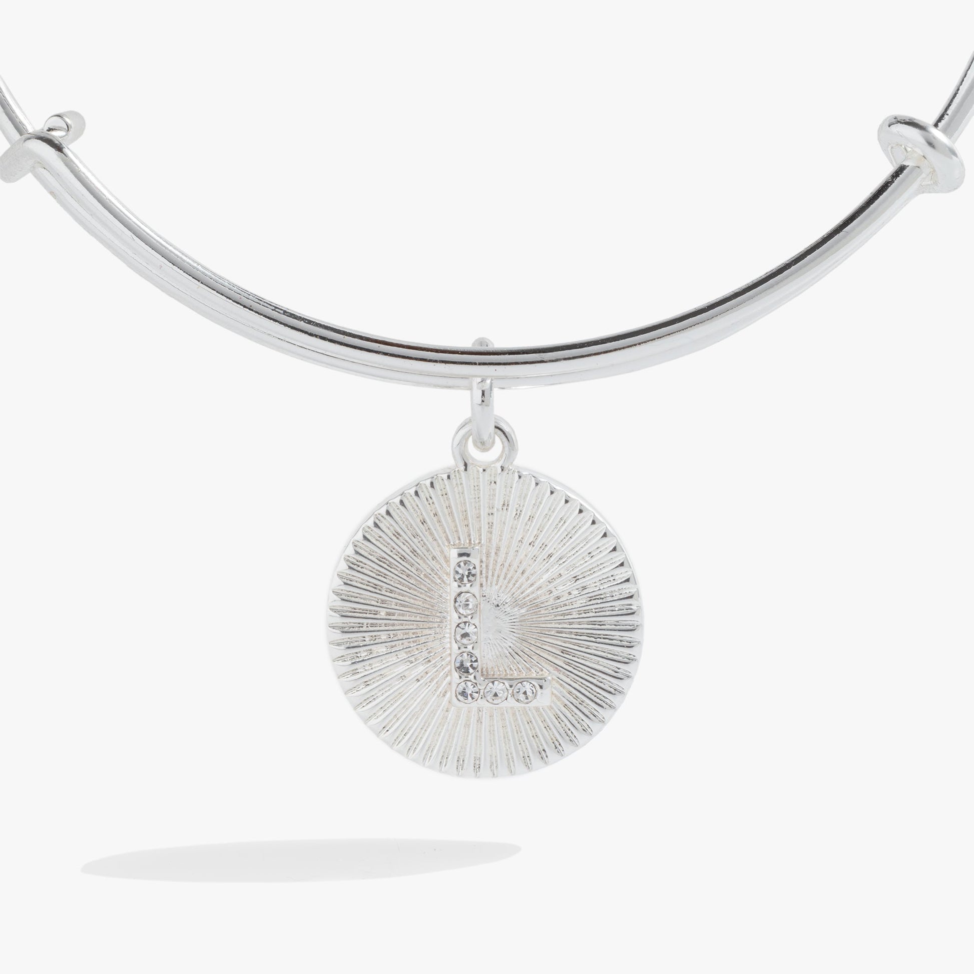 Initial L Pave Starburst Texture Bangle Gold