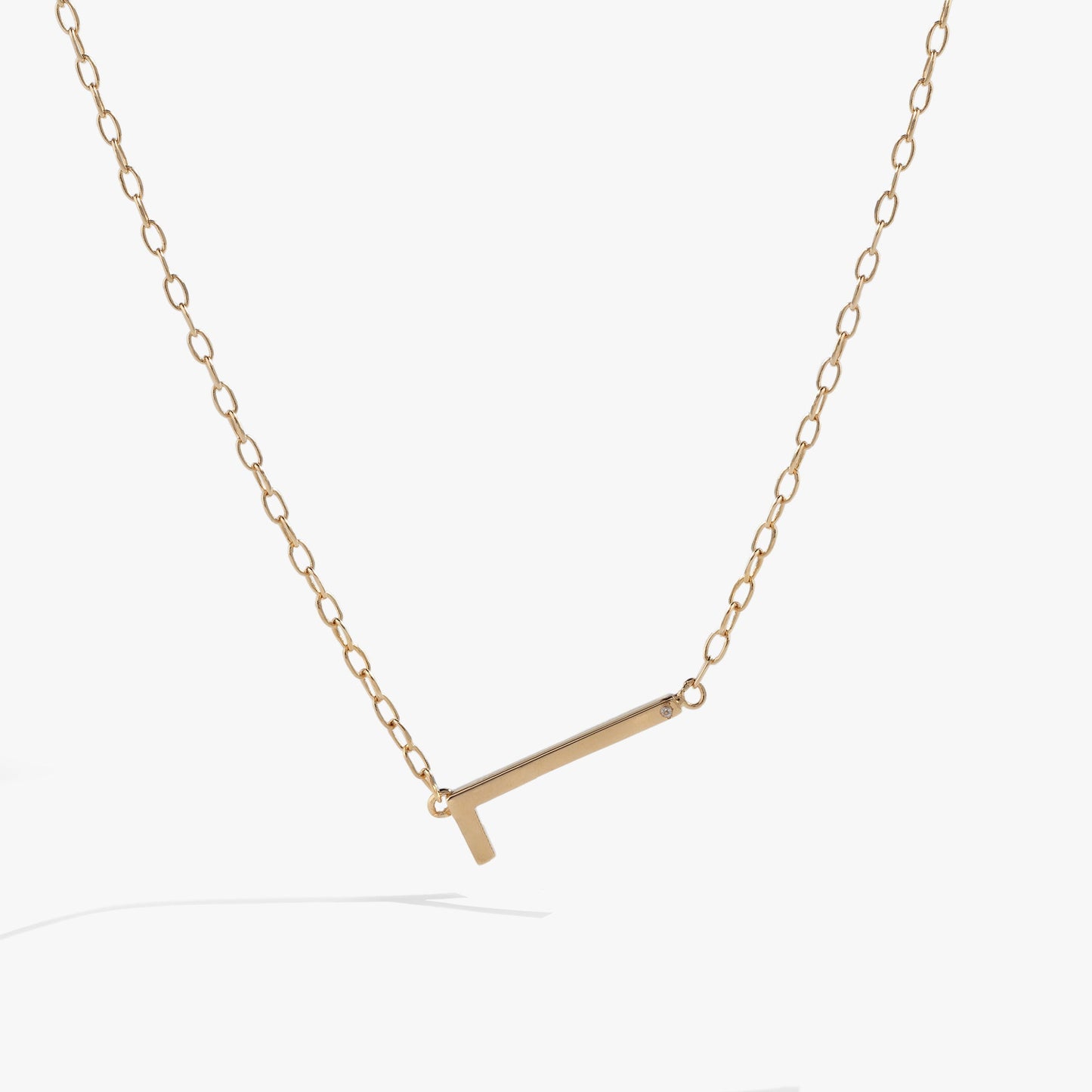 Precious Elongated Initial Necklace L 14kt Gold Over .925 Sterling Silver