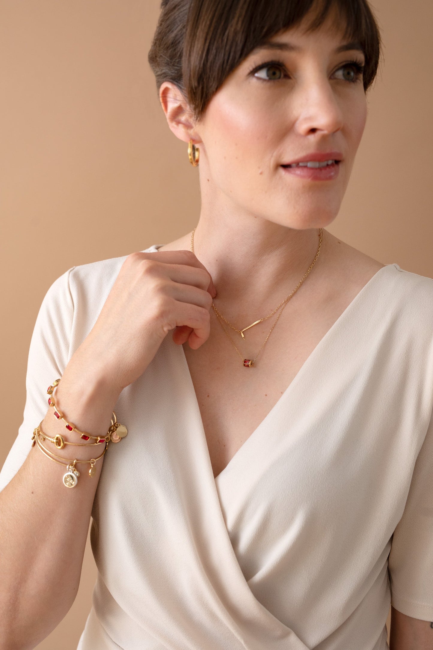Precious Elongated Initial Necklace L 14kt Gold Over .925 Sterling Silver