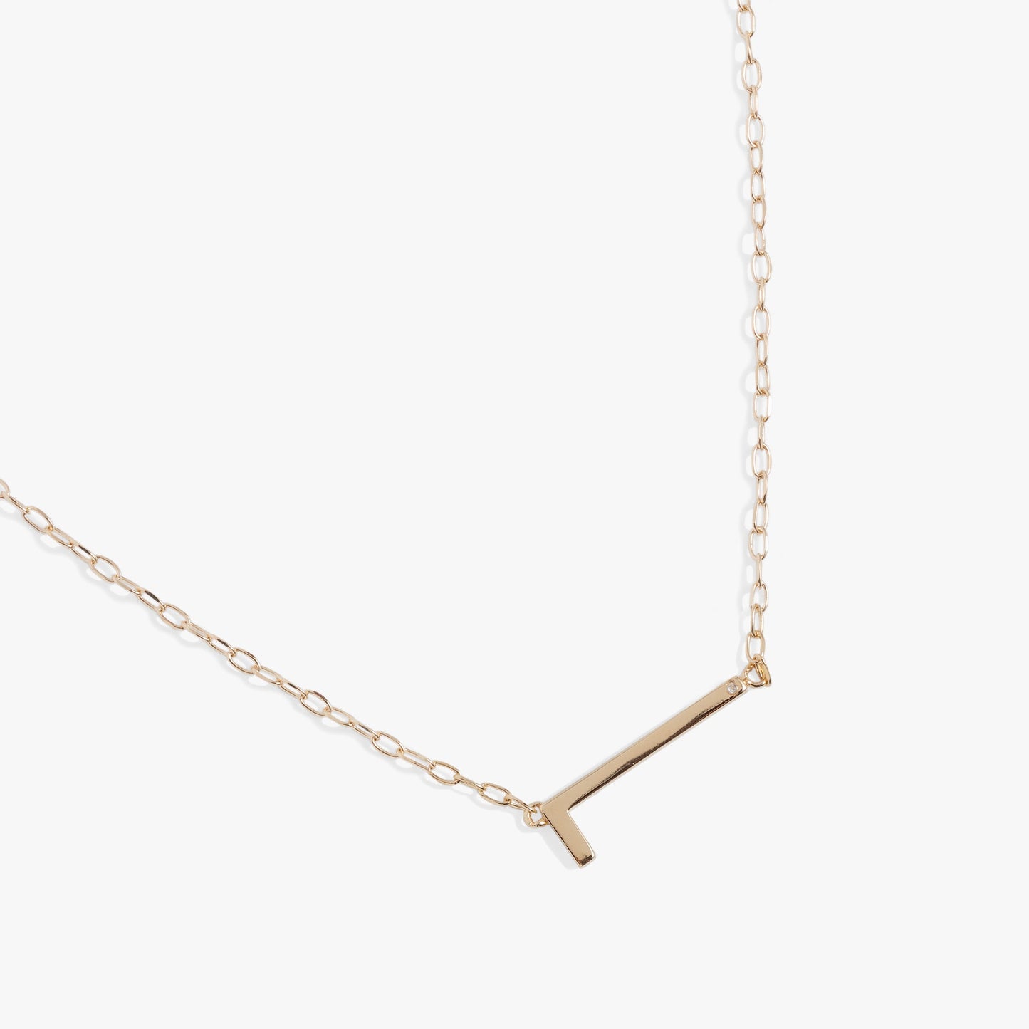 Precious Elongated Initial Necklace L 14kt Gold Over .925 Sterling Silver