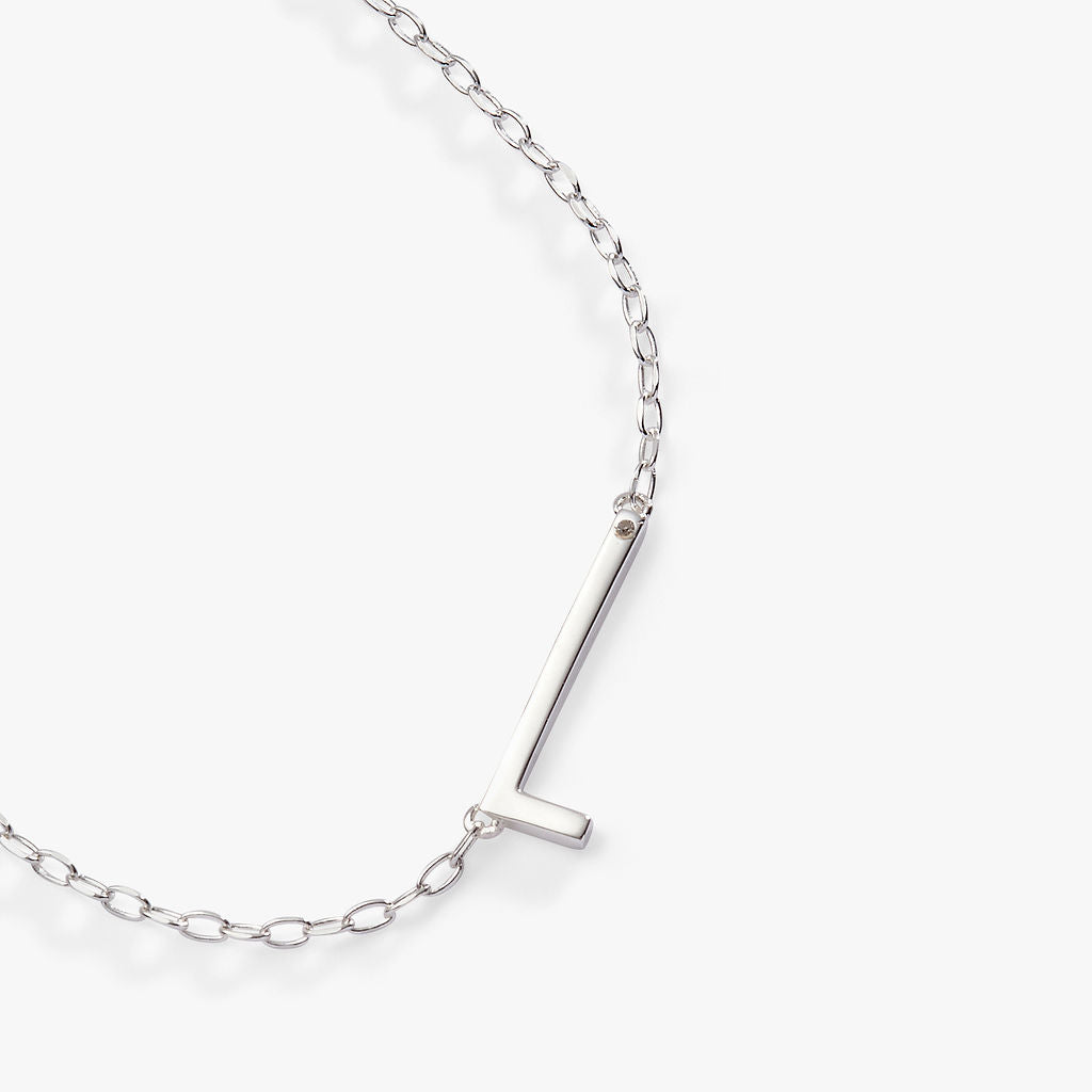 Precious Elongated Initial Necklace L 14kt Gold Over .925 Sterling Silver