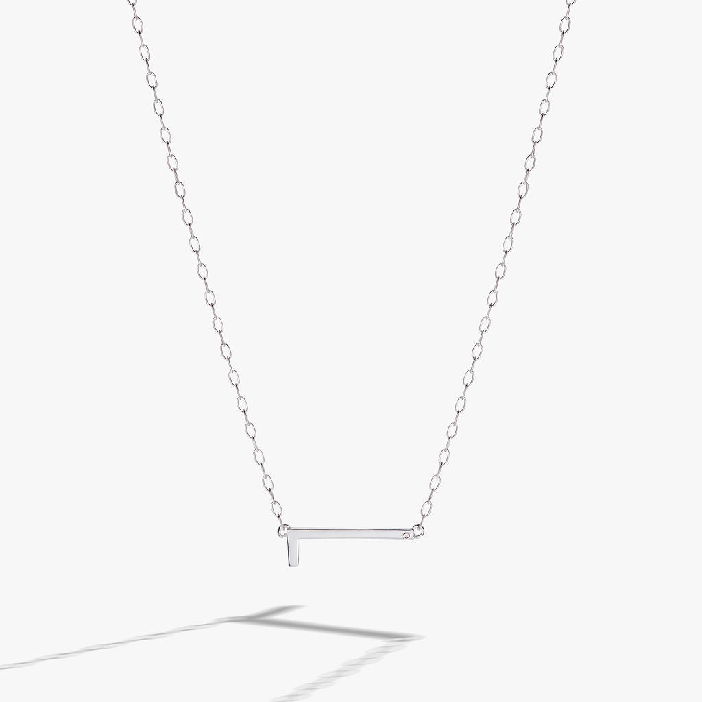 Precious Elongated Initial Necklace L 14kt Gold Over .925 Sterling Silver