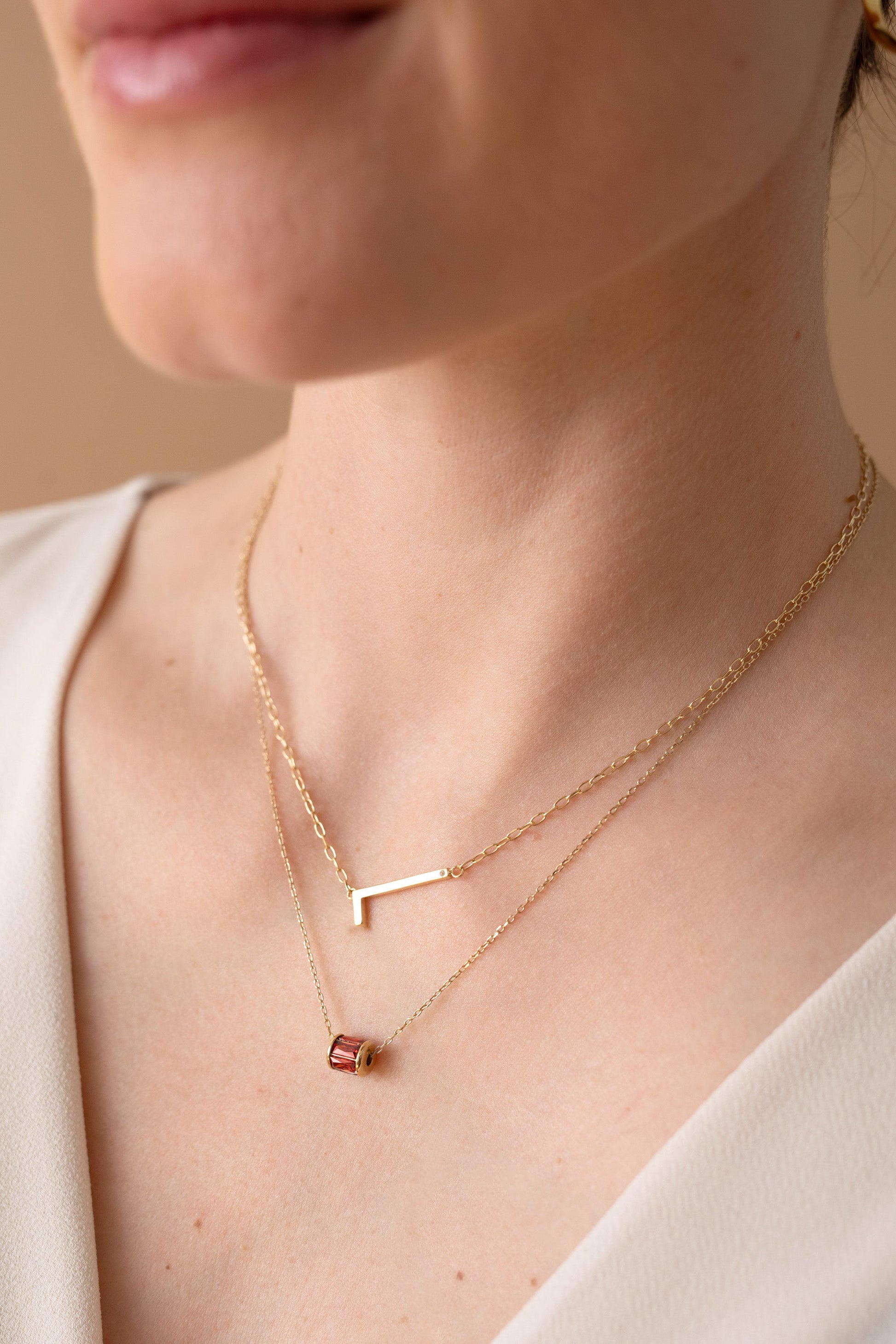 Precious Elongated Initial Necklace L 14kt Gold Over .925 Sterling Silver