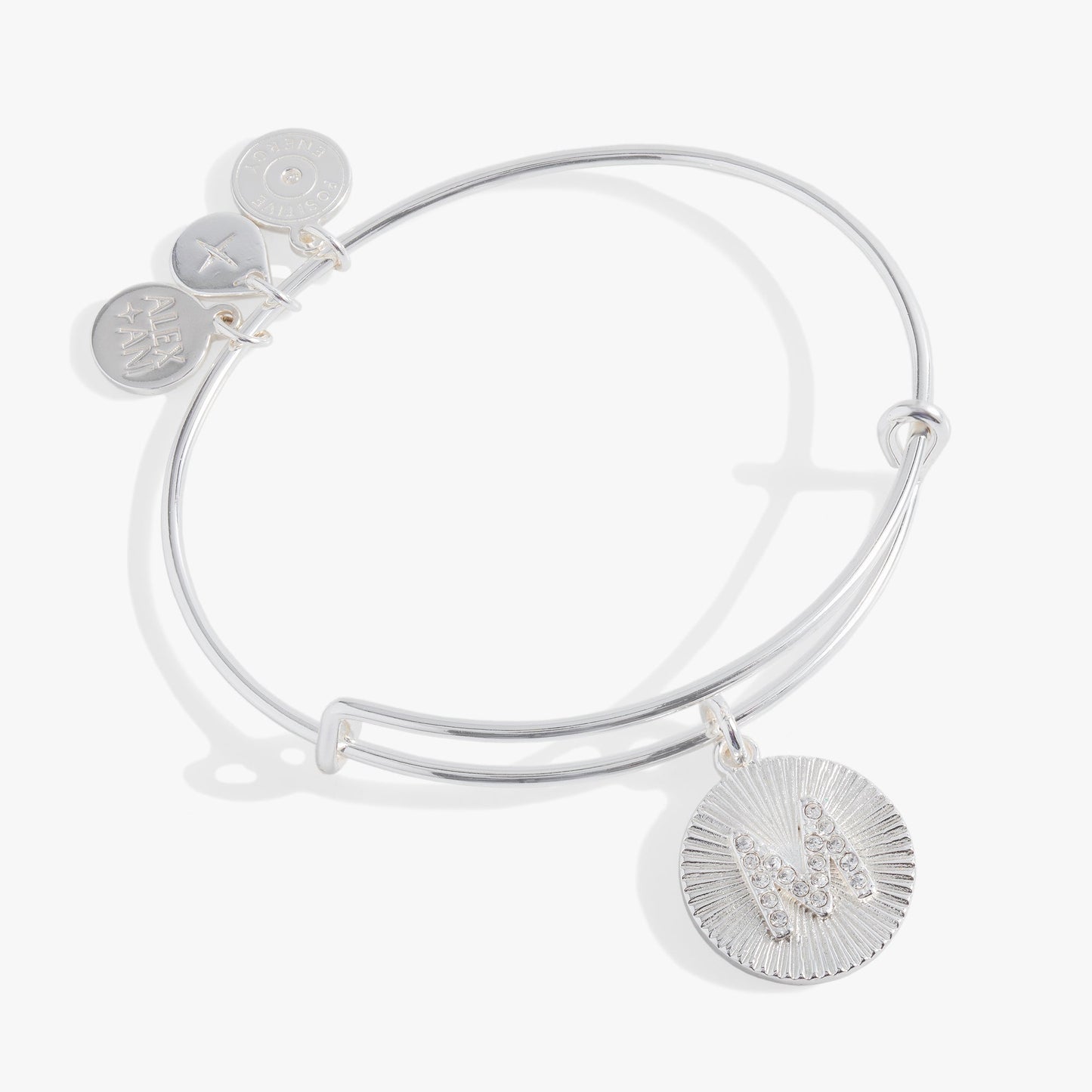 Pave Starburst Texture Initial Bangle M Gold