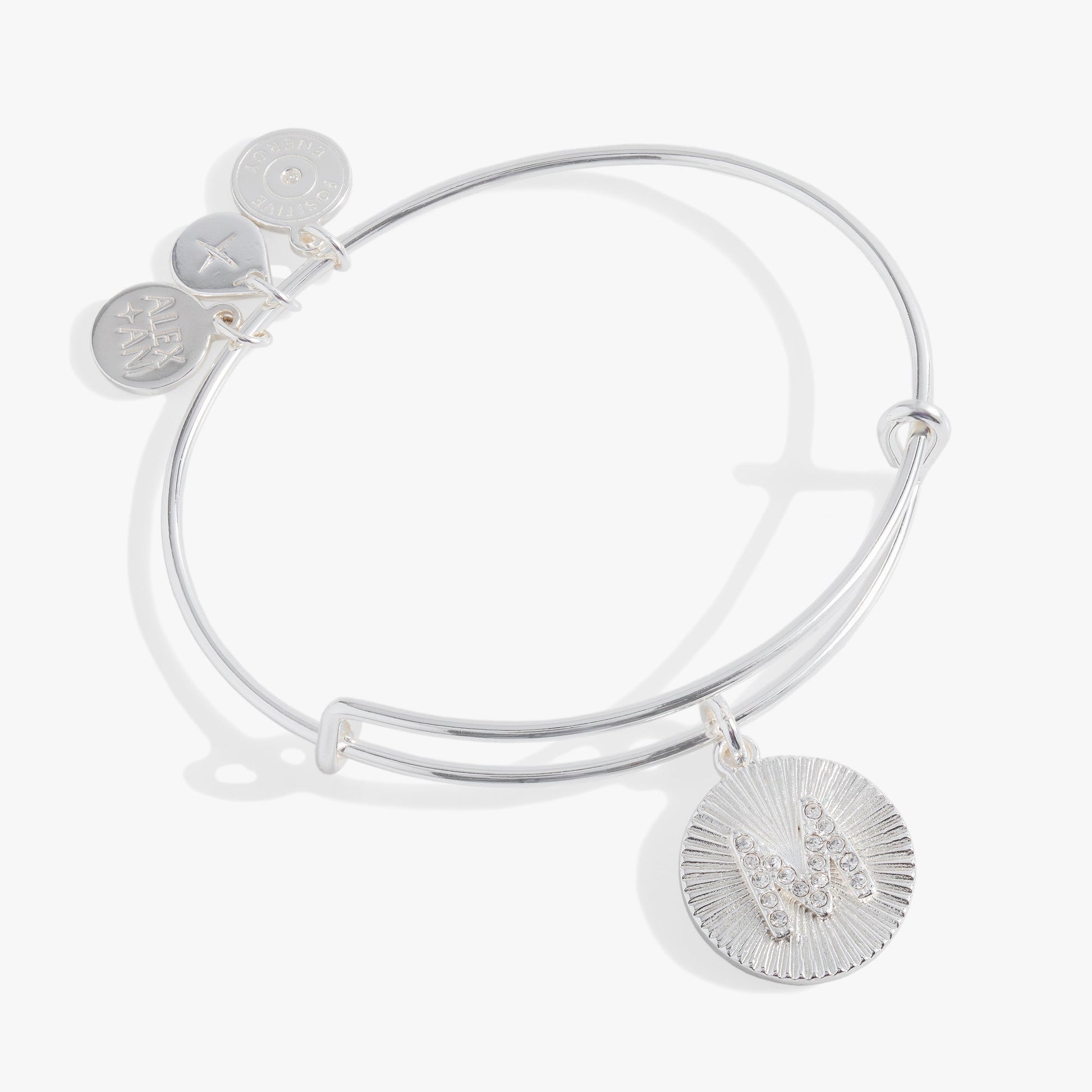 Pave Starburst Texture Initial Bangle M Gold