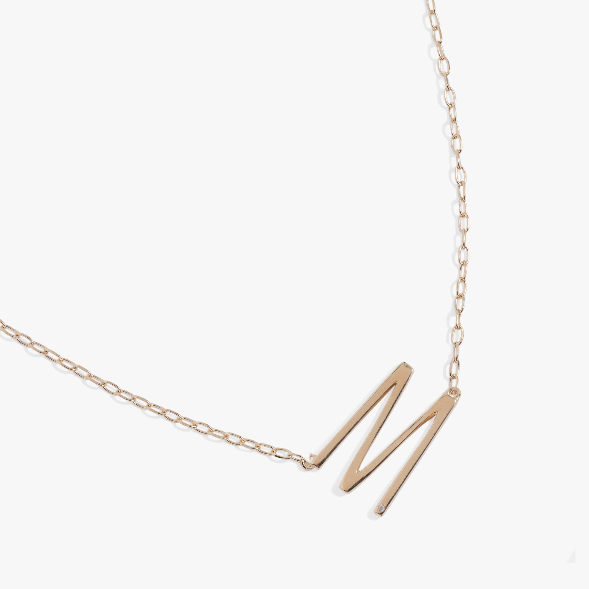 Precious Elongated Initial Necklace M 14kt Gold Over .925 Sterling Silver
