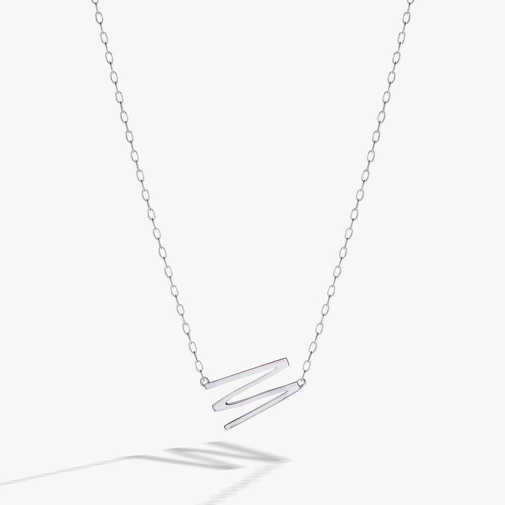 Precious Elongated Initial Necklace M 14kt Gold Over .925 Sterling Silver