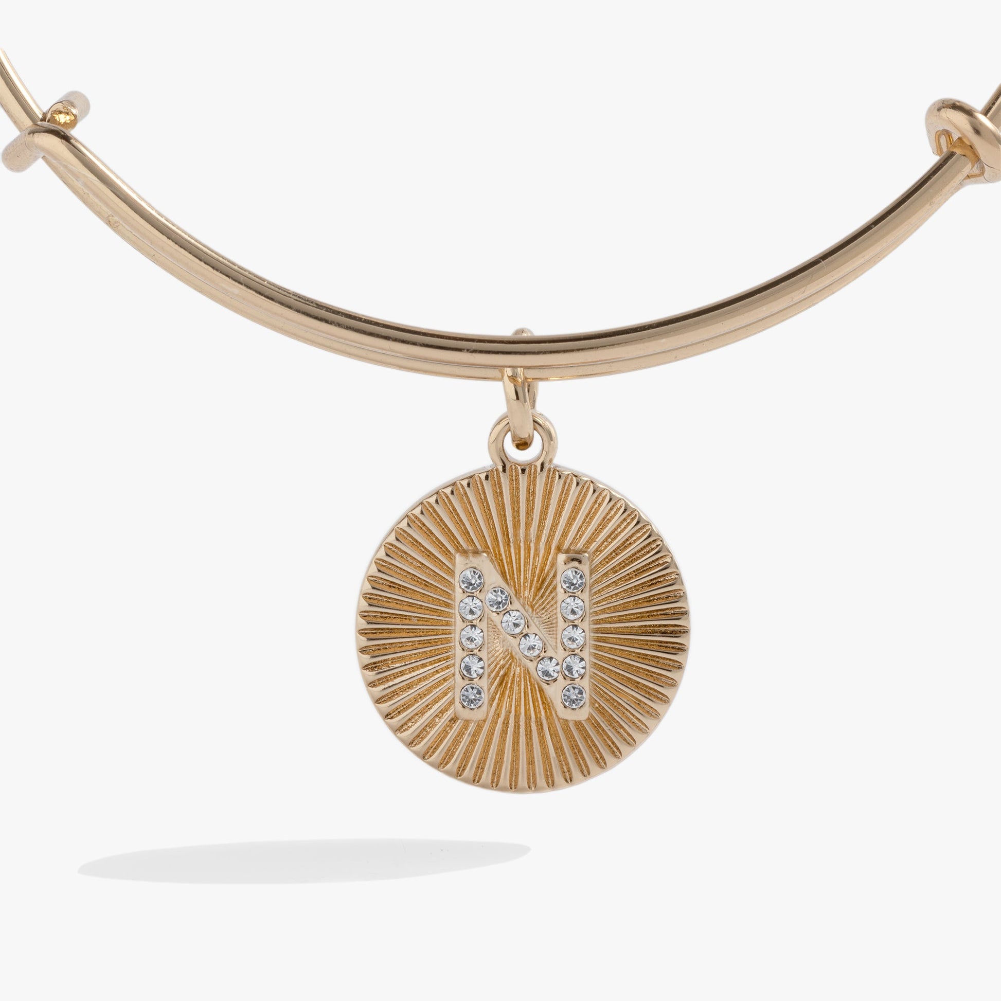 Pave Starburst Texture Initial Bangle N Gold
