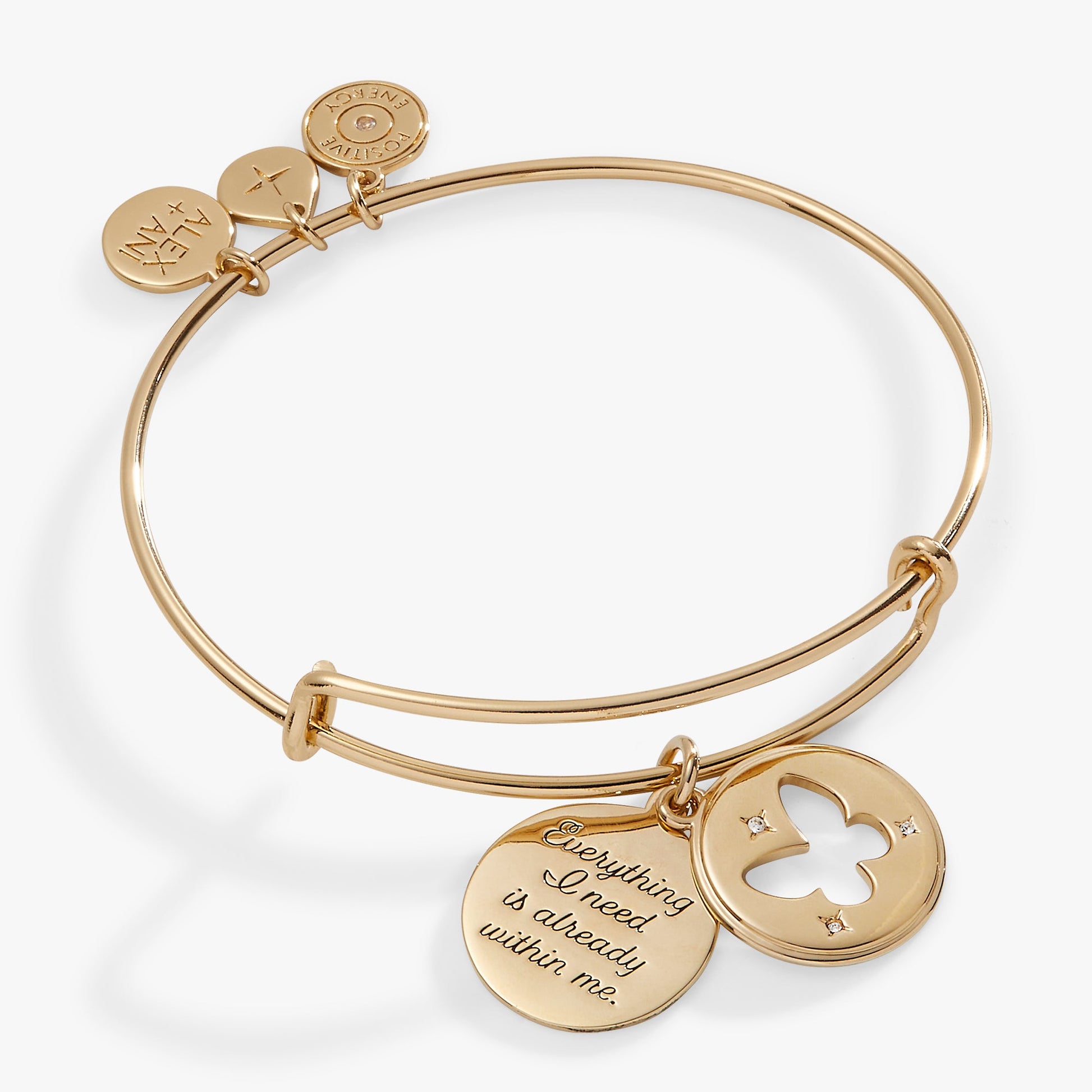 Hidden Message Butterfly Affirmation Bangle Gold