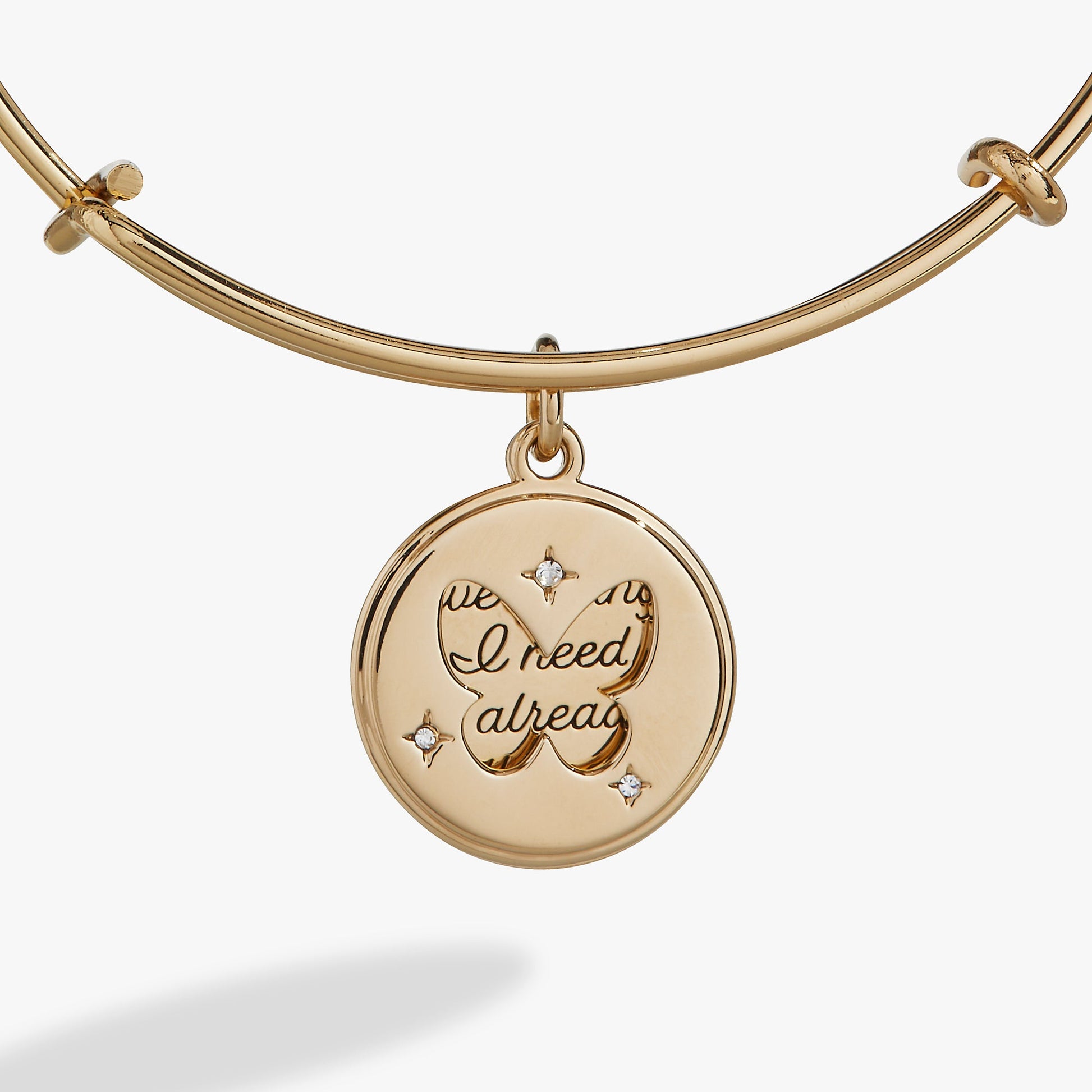 Hidden Message Butterfly Affirmation Bangle Gold