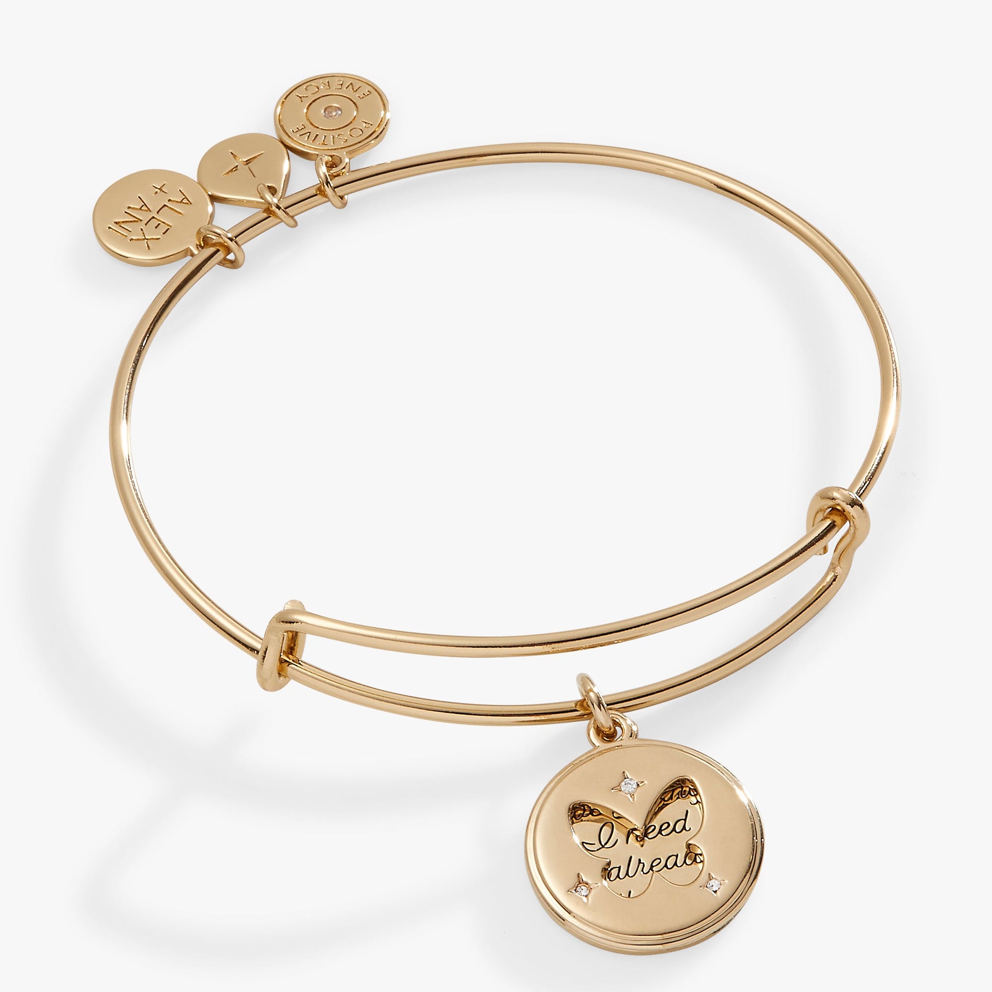 Hidden Message Butterfly Affirmation Bangle Gold