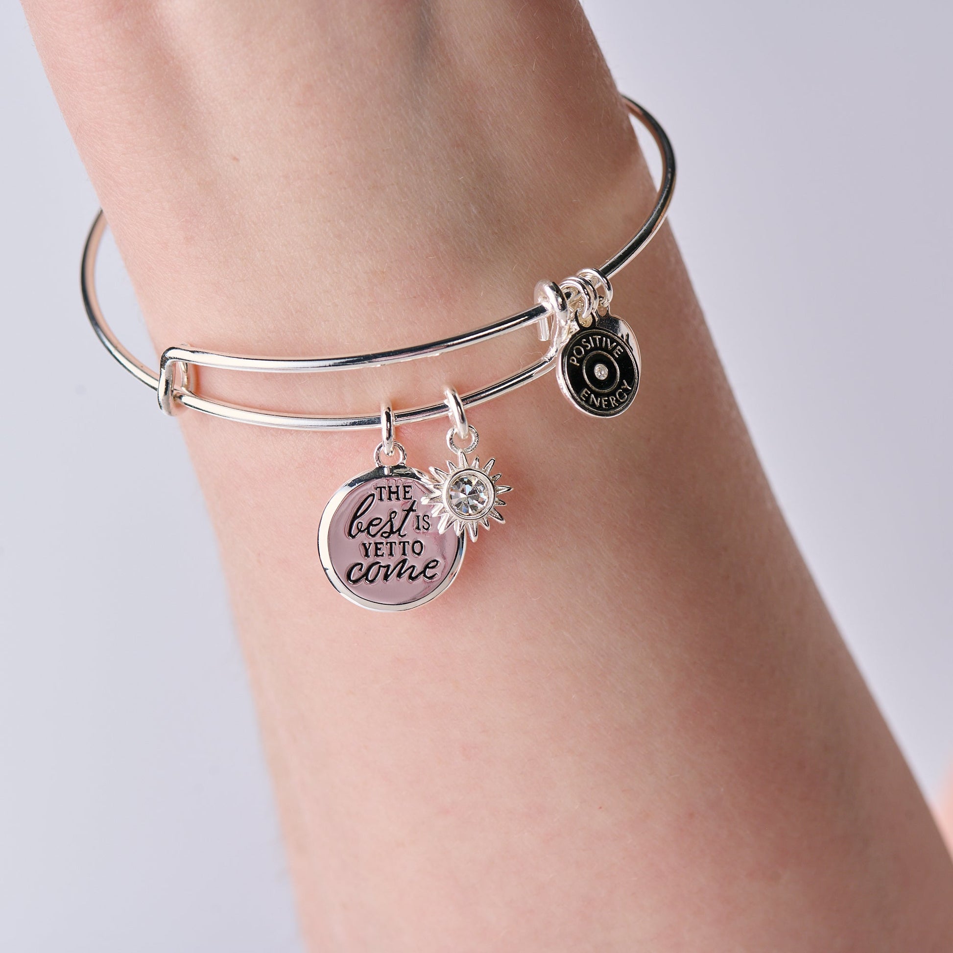 The Best Is Yet To Come' Duo Charm Bangle
    
    
    
       Silver
